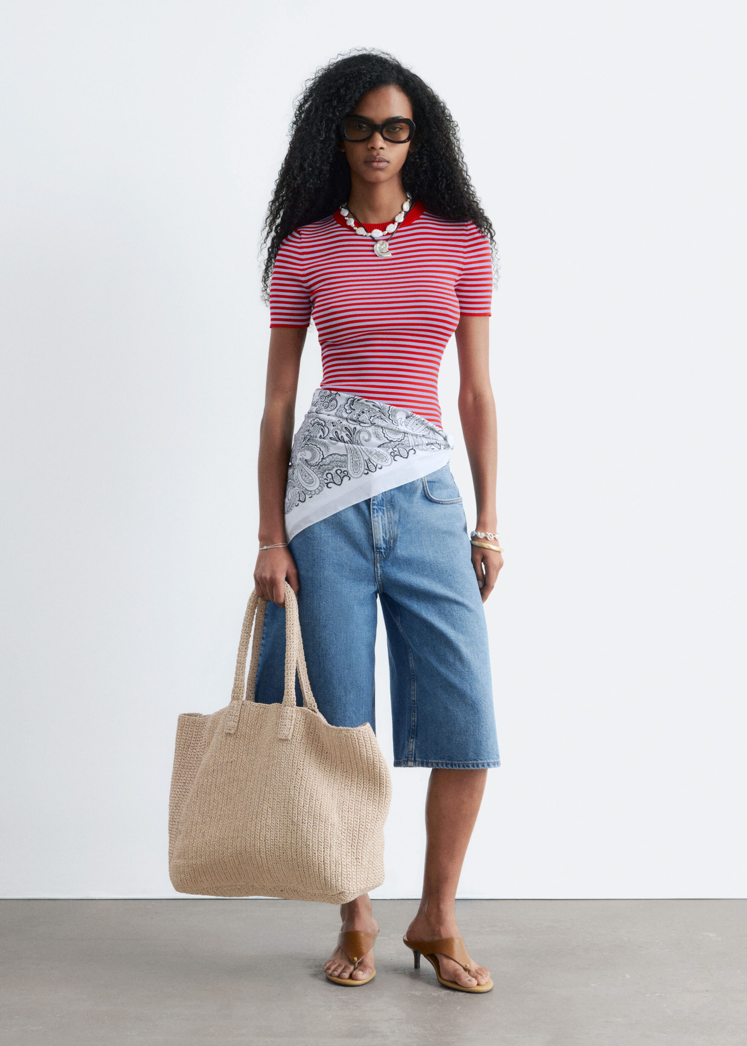 T-shirt côtelé - Rouge/Lilas/Rayé - Lookbook
