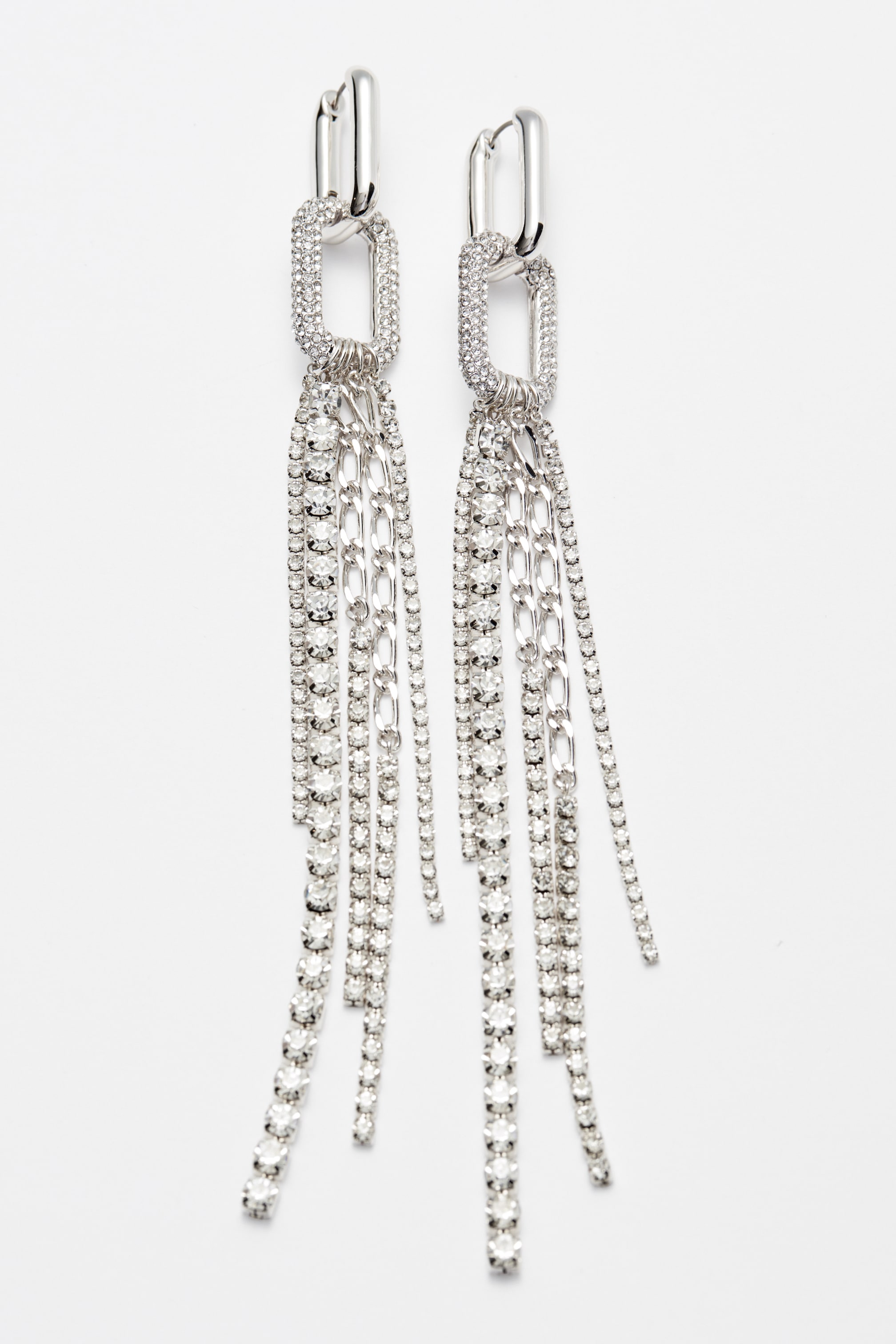 הצגת תמונה גדולה יותר: Crystal Chain Earrings - כסוף - Ladies | H&M IL 1