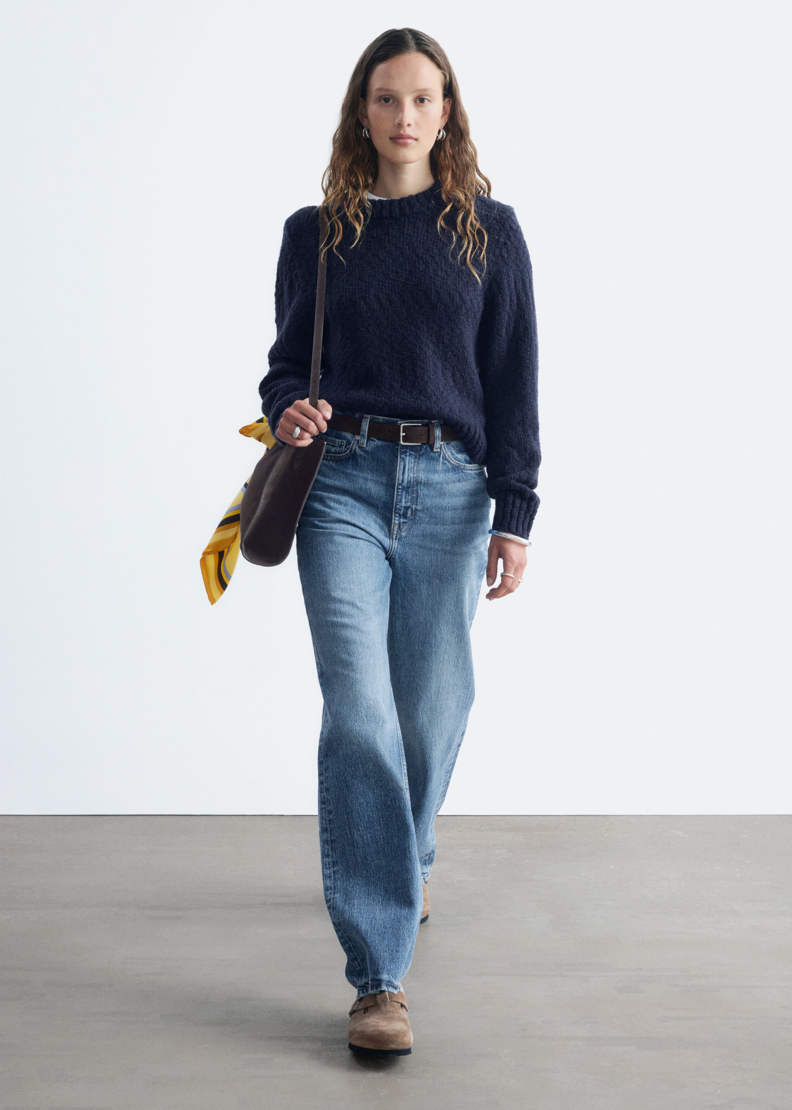 Wool-Cotton Bouclé Jumper - Dark Blue - Still Life