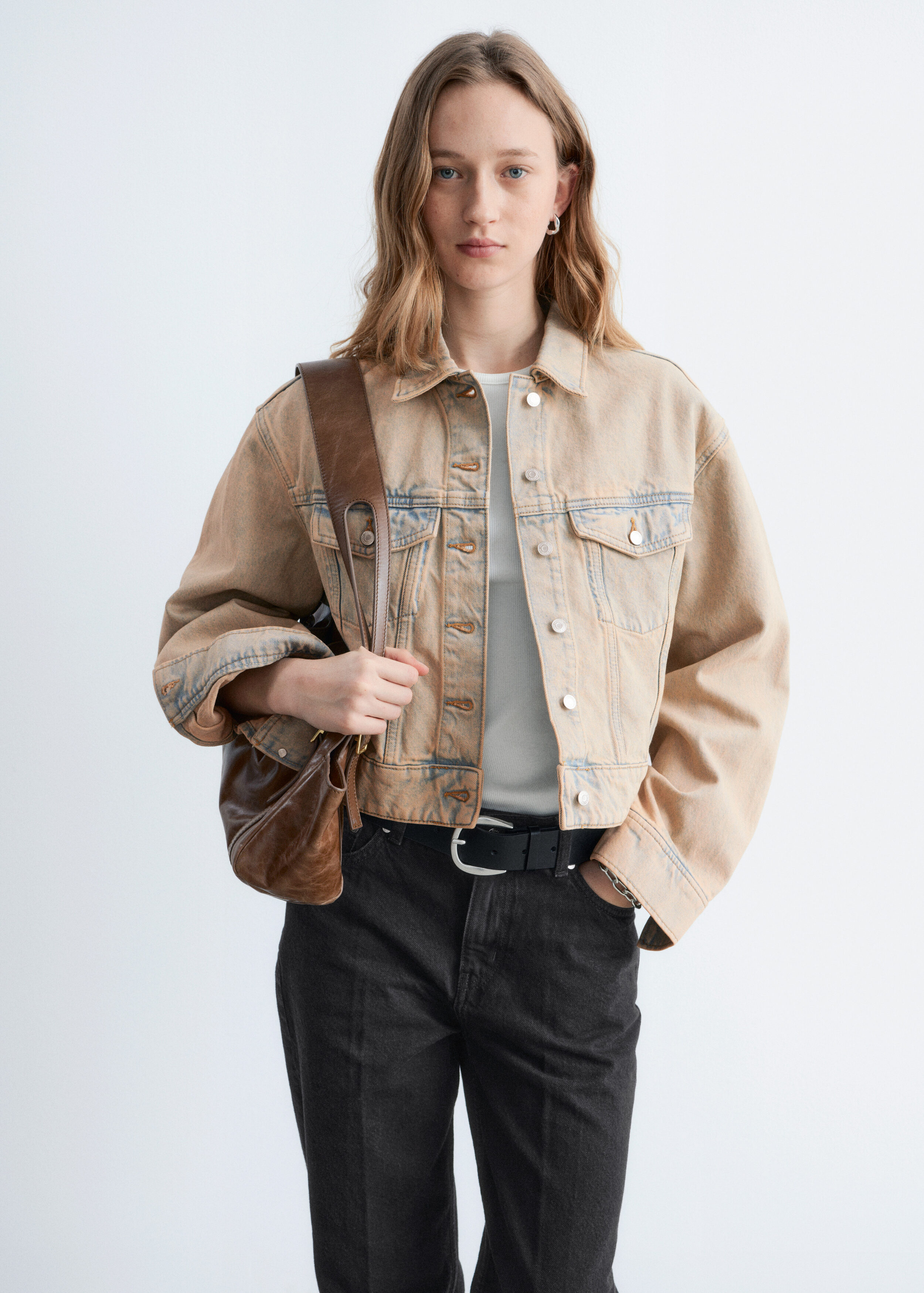 Cropped Overdye Denim Jacket - Washed Beige - & Other Stories US