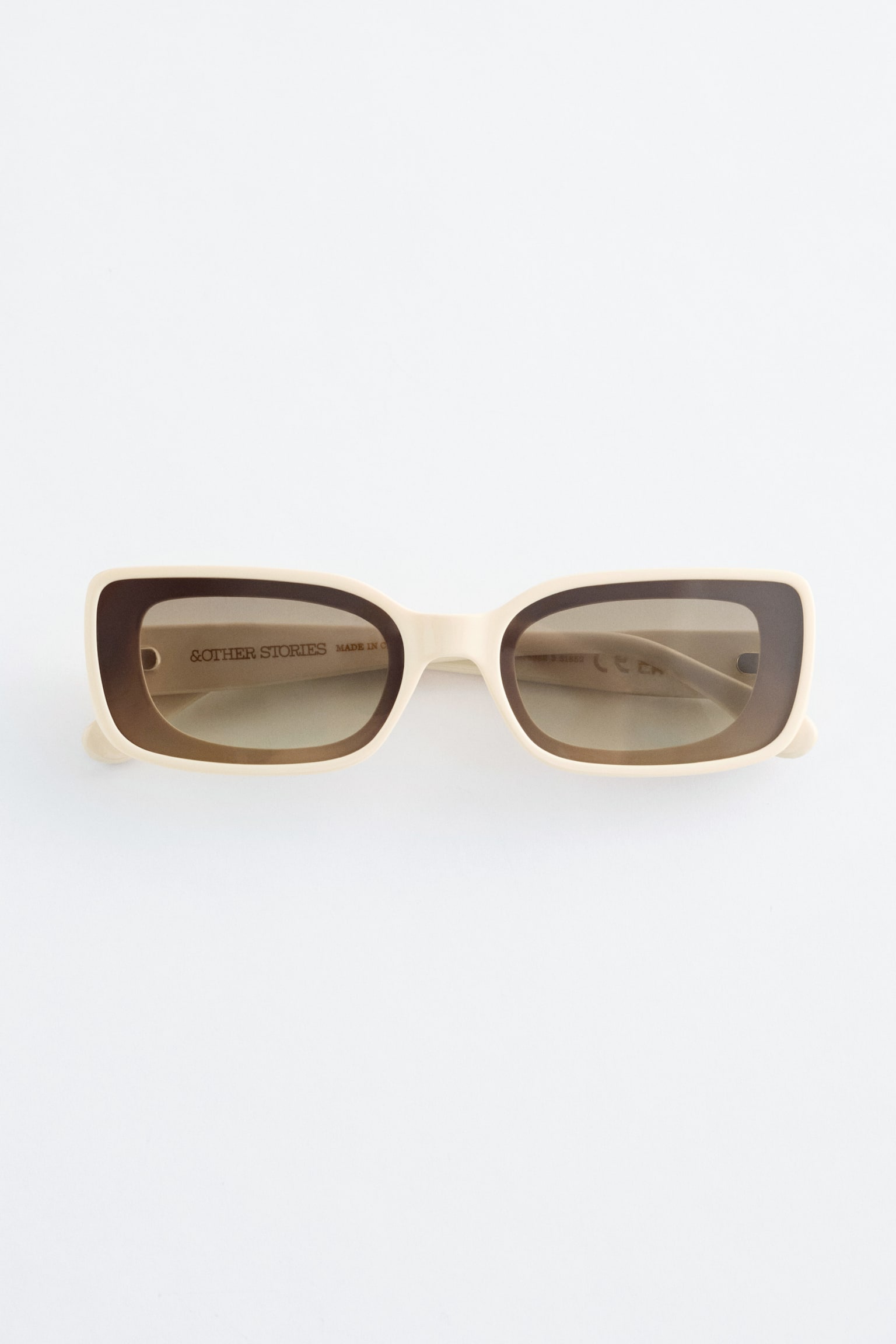 Opvallende rechthoekige zonnebril - Wit/Bruin/schildpadmotief