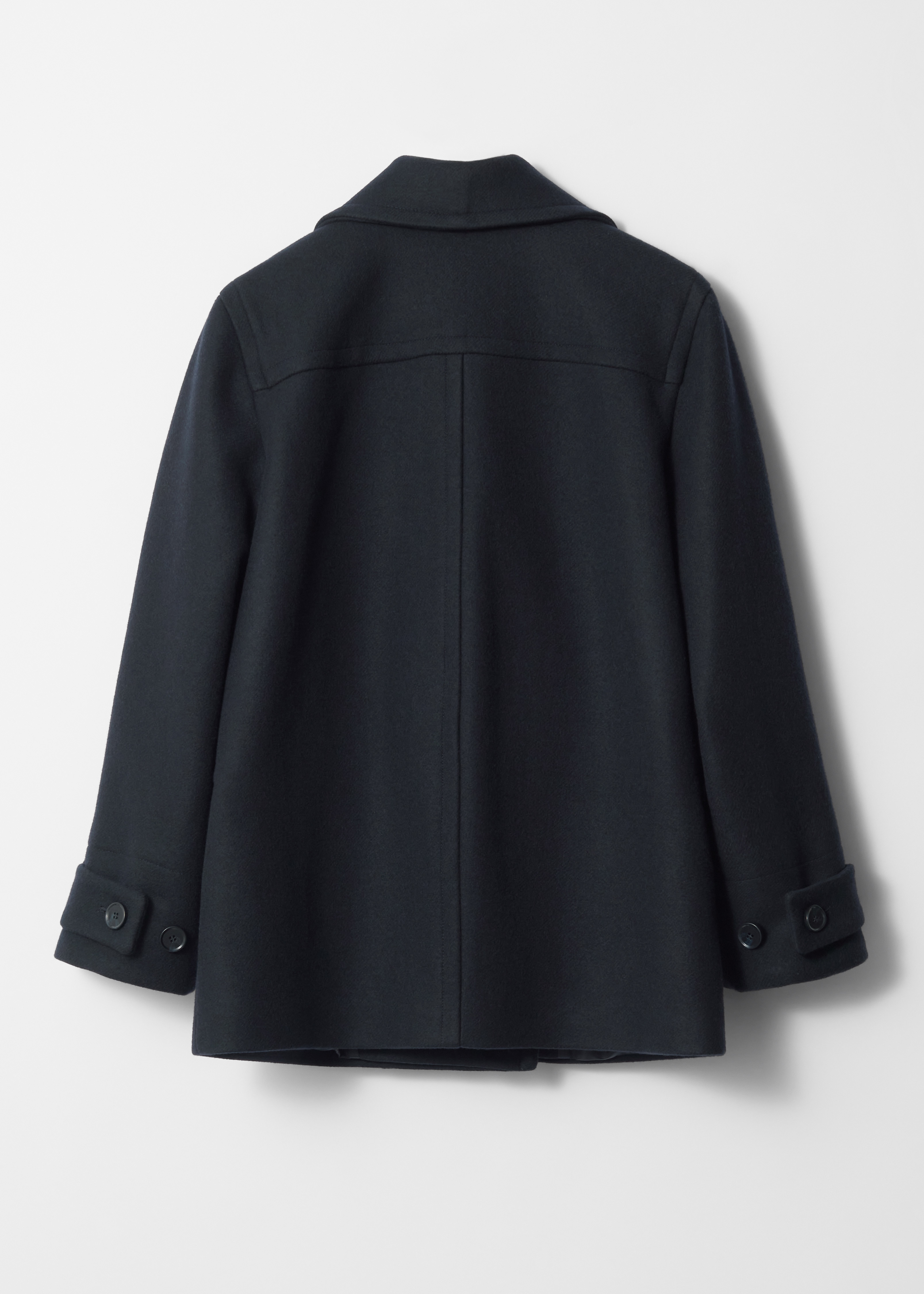 Tailored Wool Pea Coat - Navy