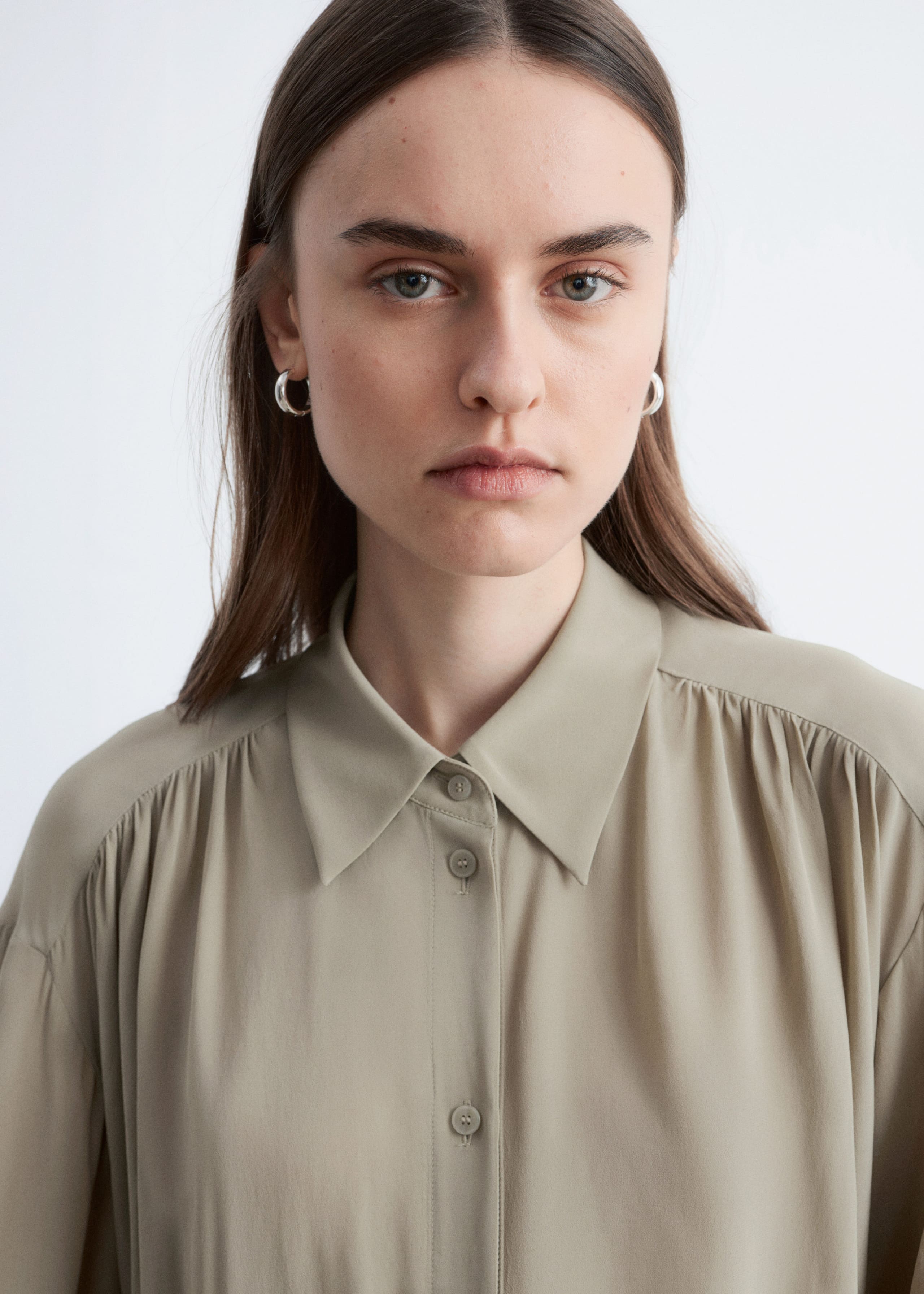 Image of Tie-Back Gathered Blouse