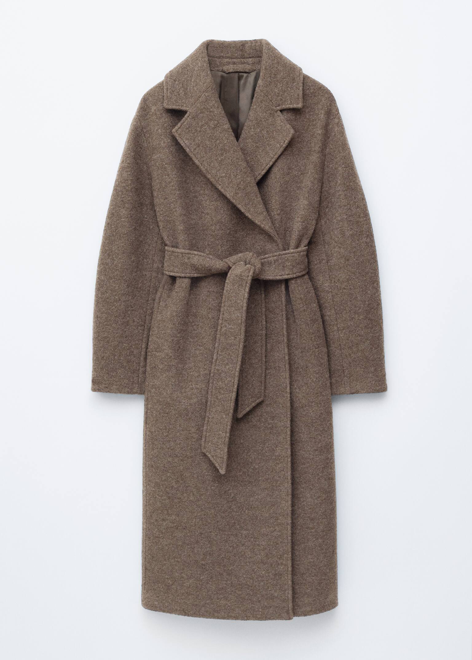 Voluminous Belted Wool Coat - Dark Mole Melange/Black/Navy/Beige - 10