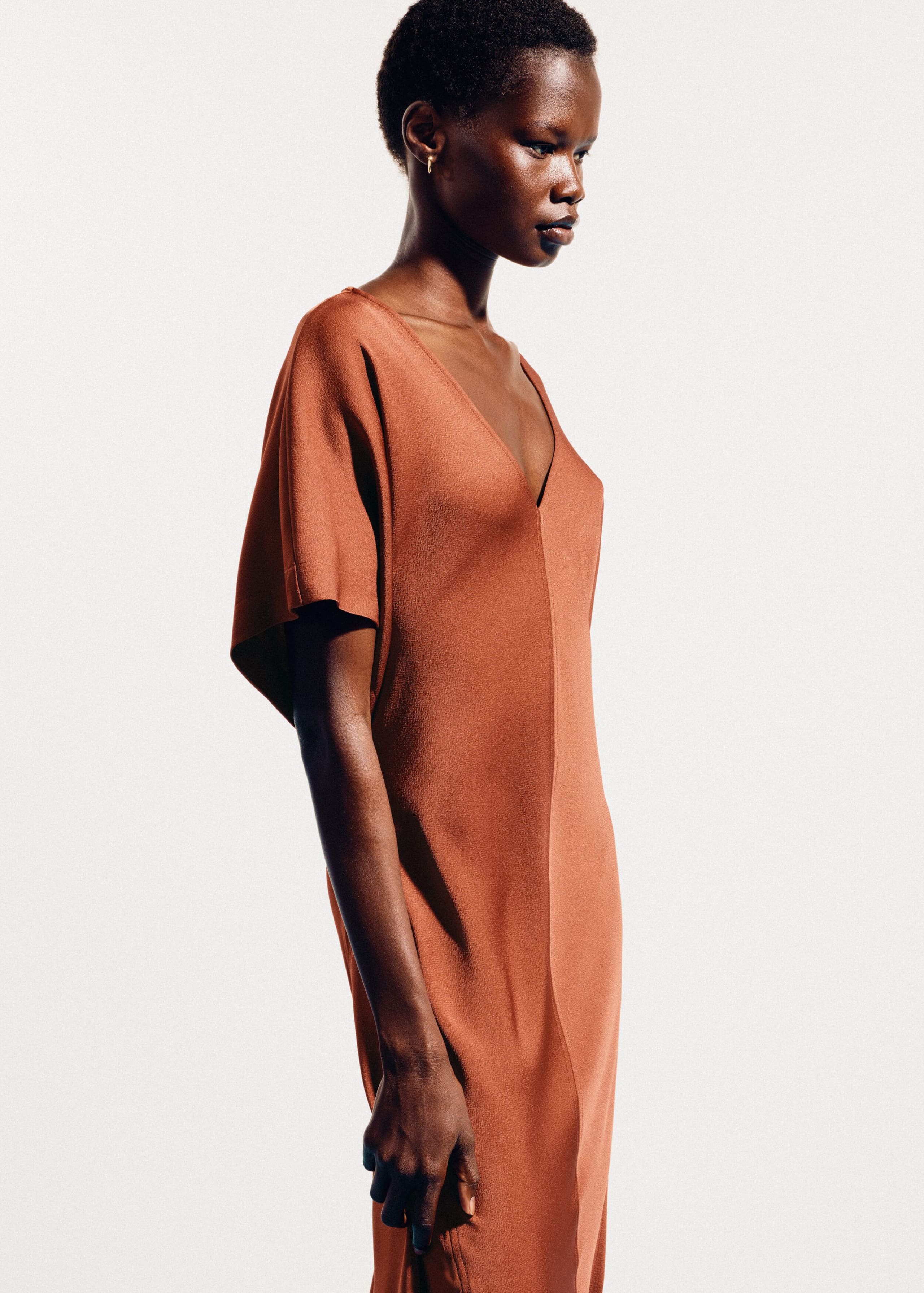 V-Neck Maxi Dress - Brown - Lookbook