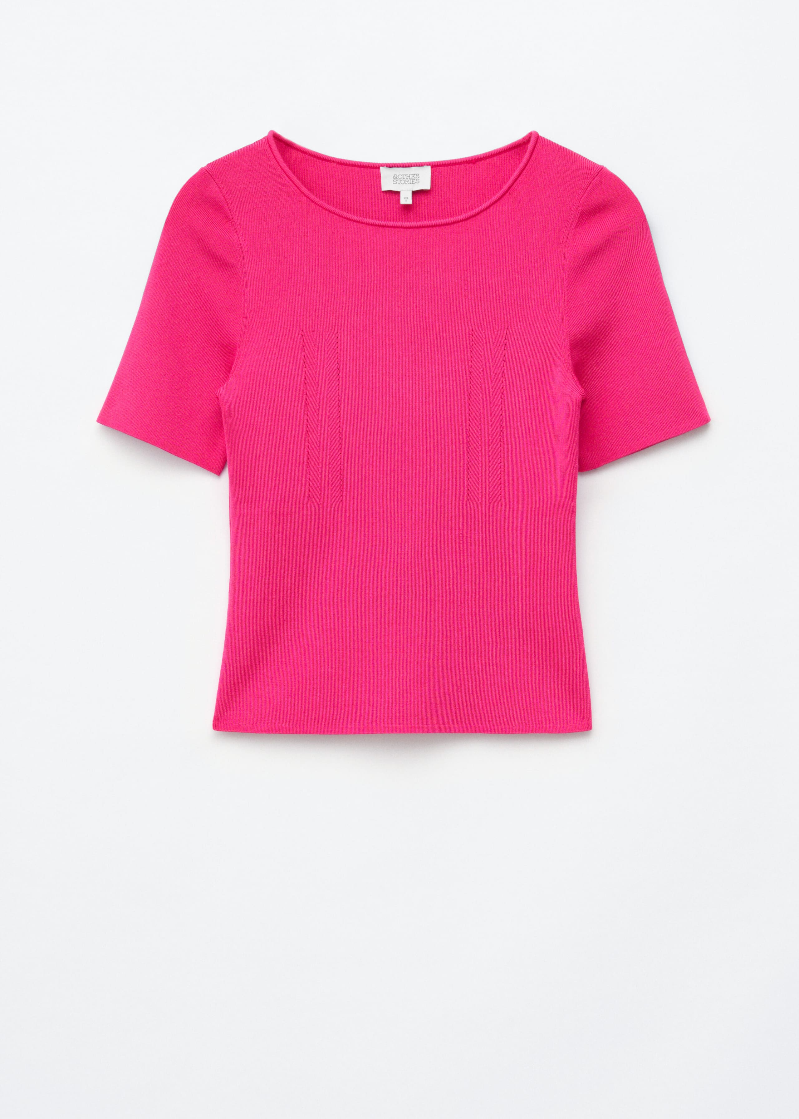 Slim Knitted T-Shirt - Bright Pink - Still Life