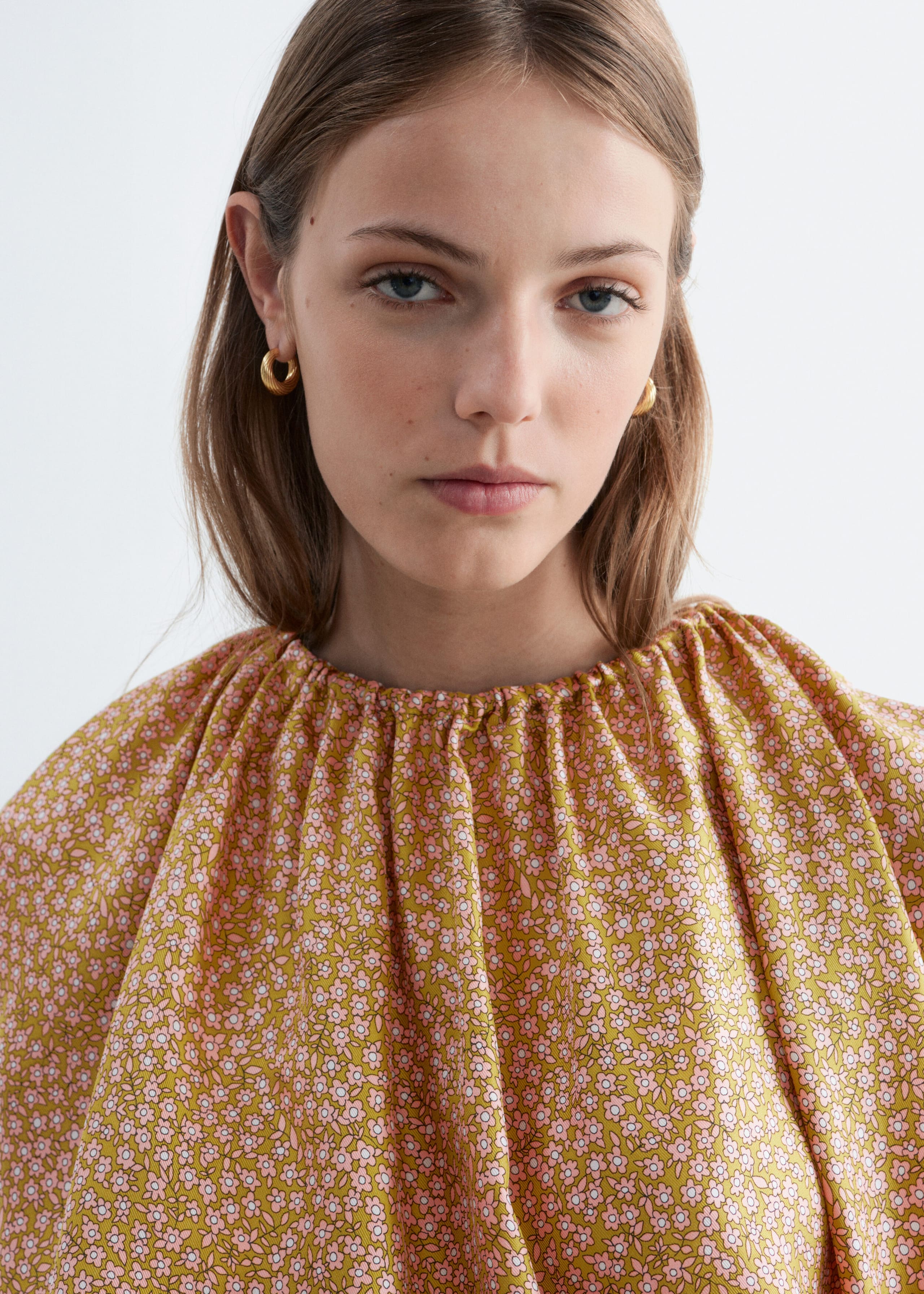 Image of Printed Drawstring Silk Top