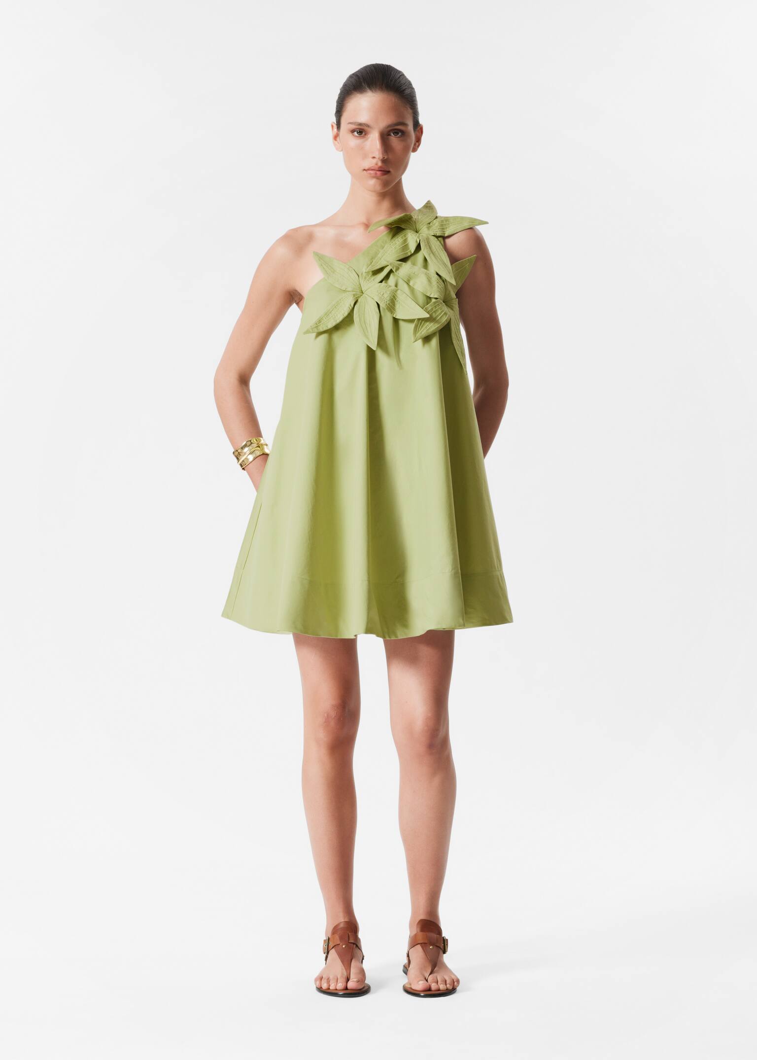 Robe courte asymétrique - Vert sauge