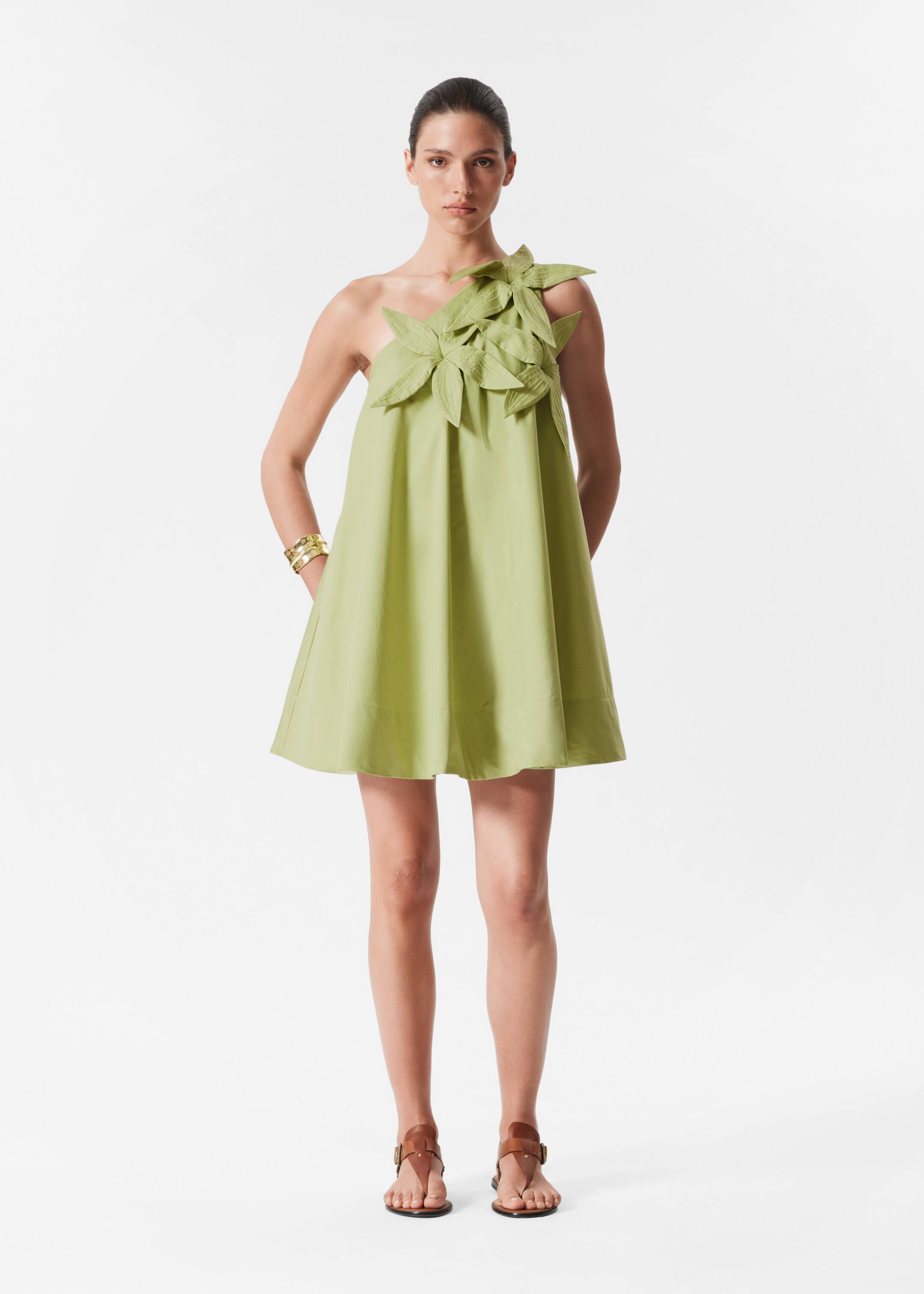 Agrandir l'image: Robe courte asymétrique - Vert sauge - FEMME | H&M FR 1