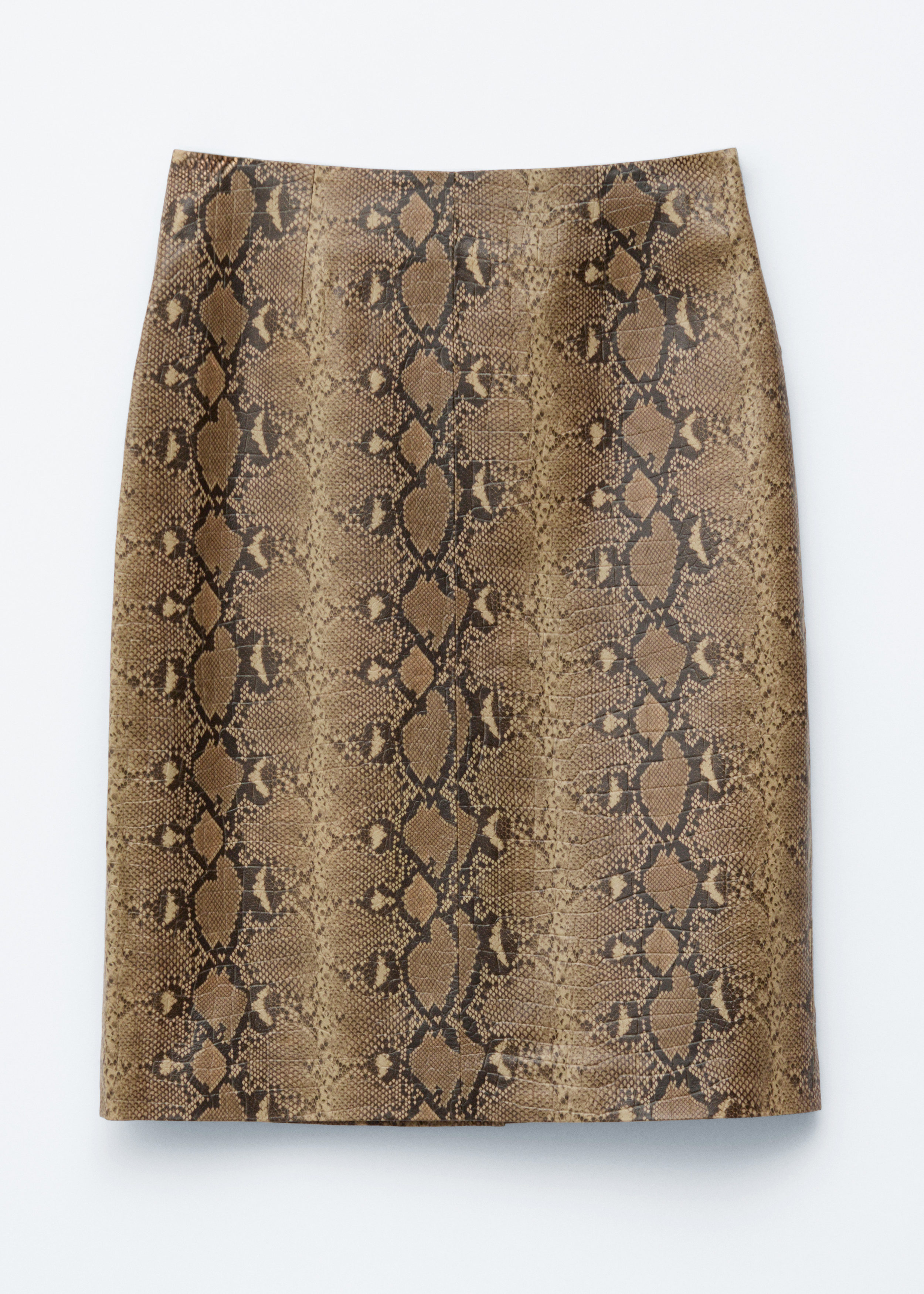 Snake Pattern Leather Midi Skirt