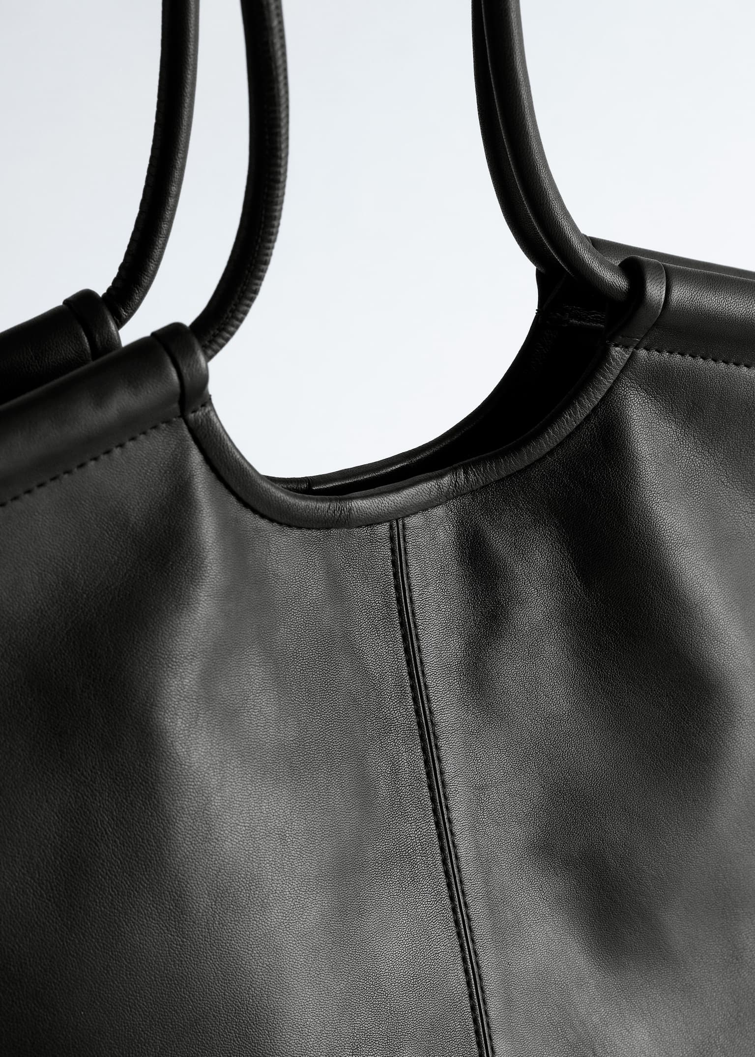 Stor totebag i læder - Sort - 5