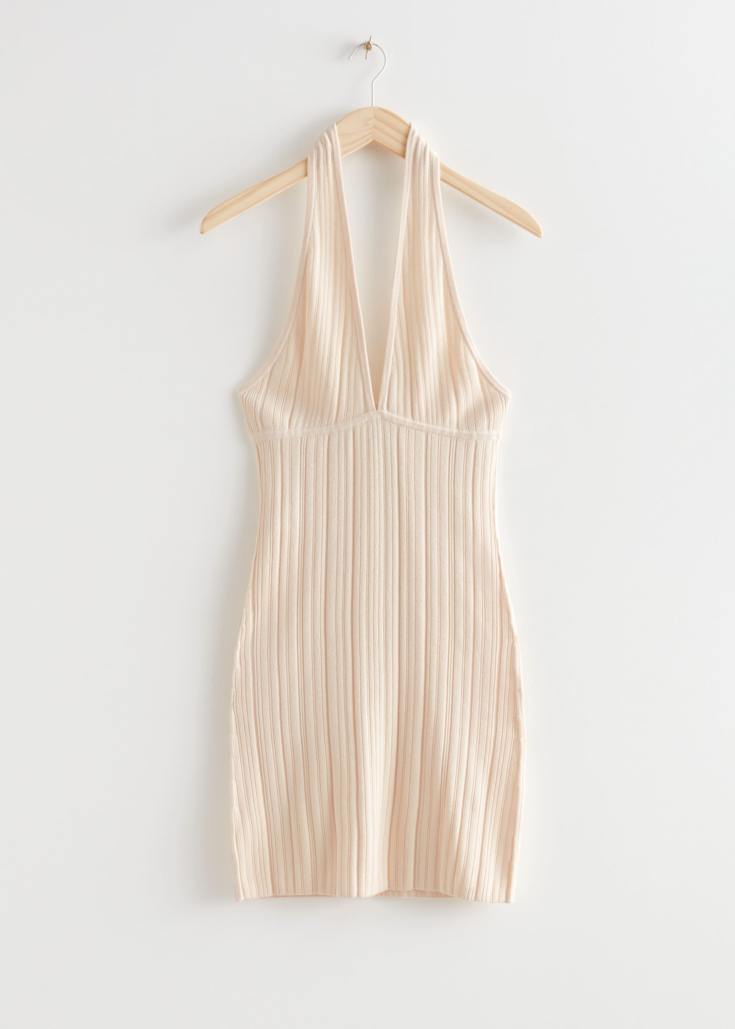 Halter Knit Mini Dress - Cream - Natura morta