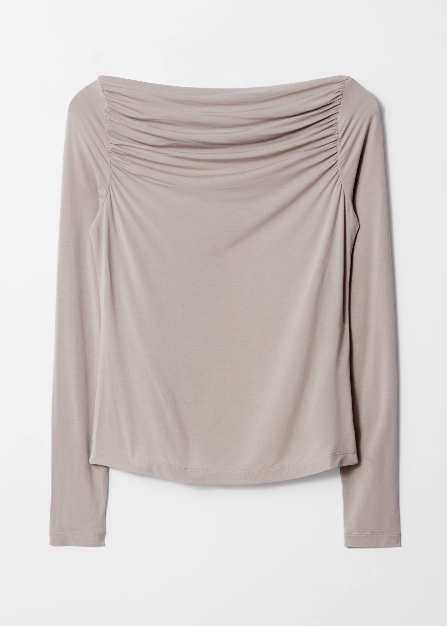 Draped Boatneck Top - Mole/Red/Brown