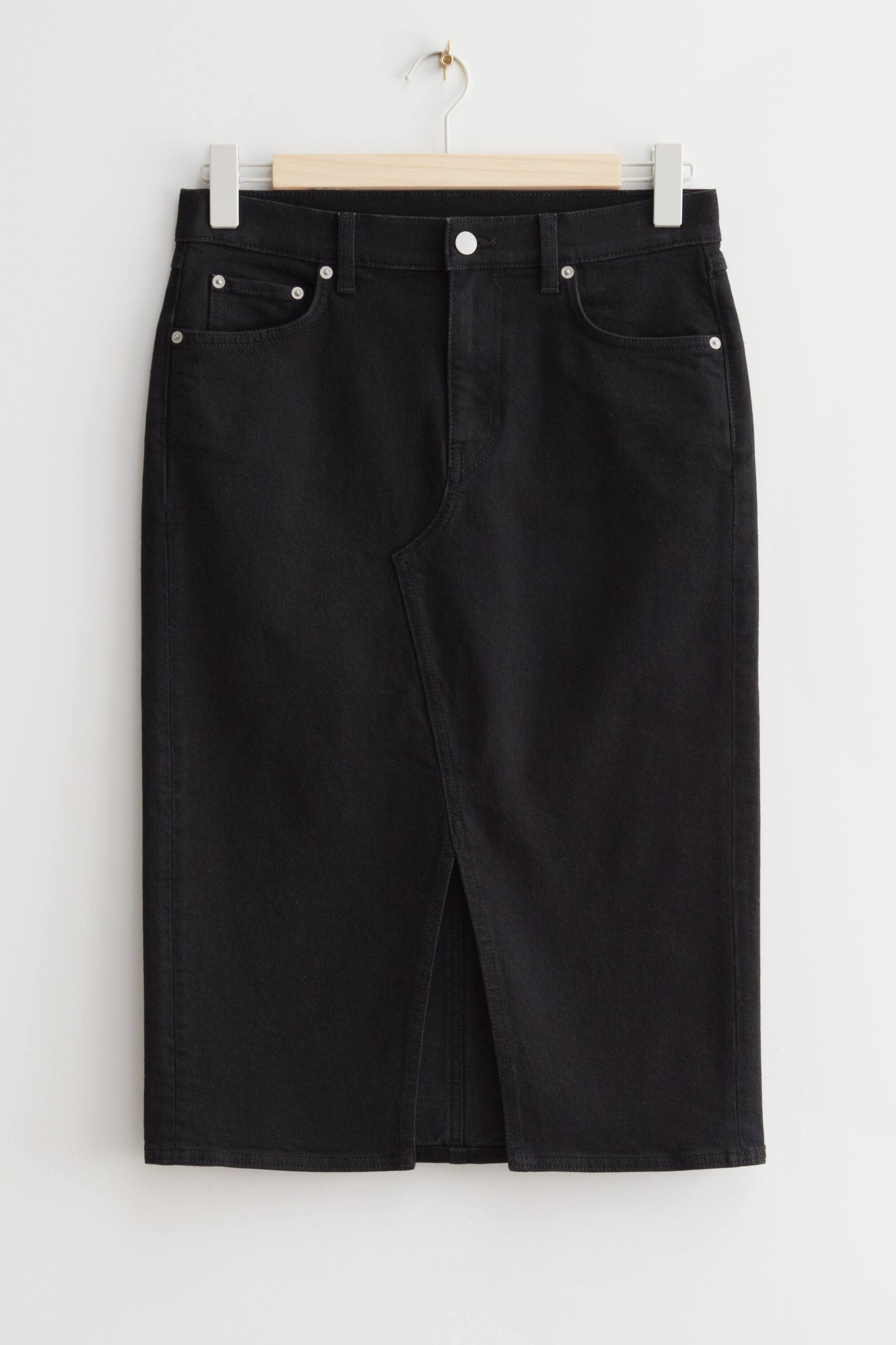Vis større bilde: Low Waist Denim Midi Skirt - Svart - Ladies | H&M NO 1