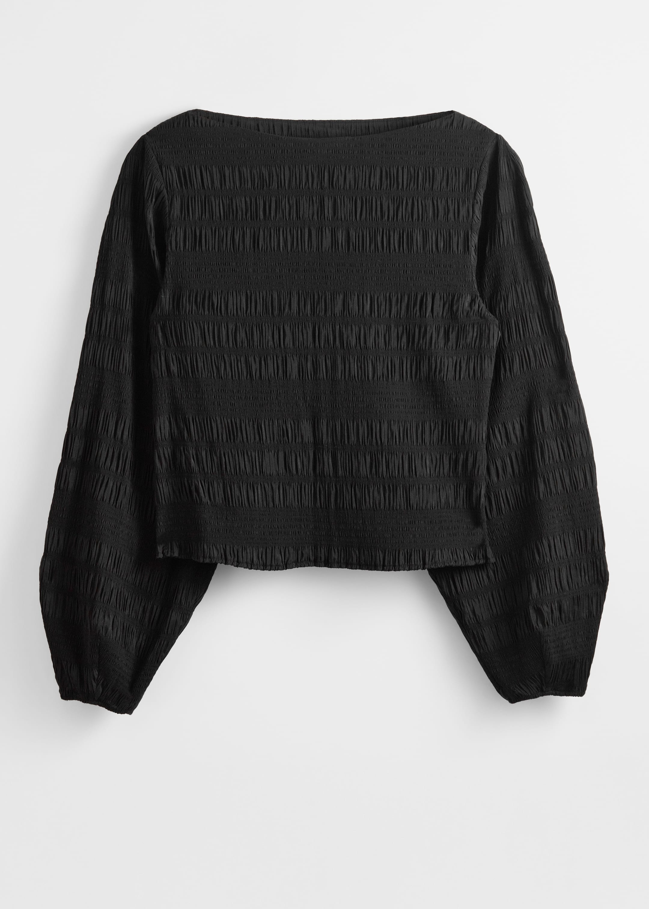 Se større billede: Smock-top med bådudskæring - Sort - DAME | H&M DK 1