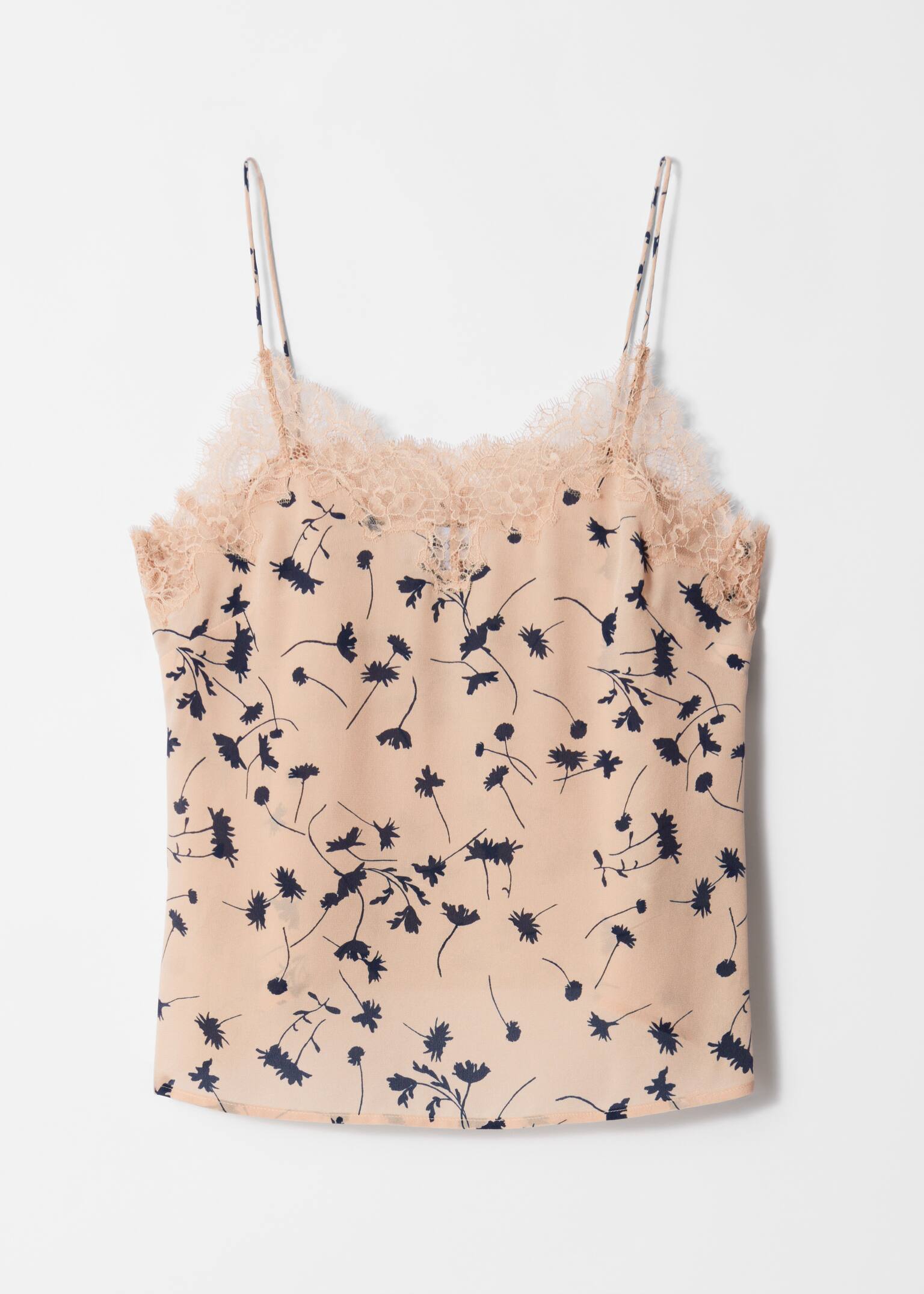 Selyem camisole top - Bézs/Fekete/Fekete/Fehér - 2