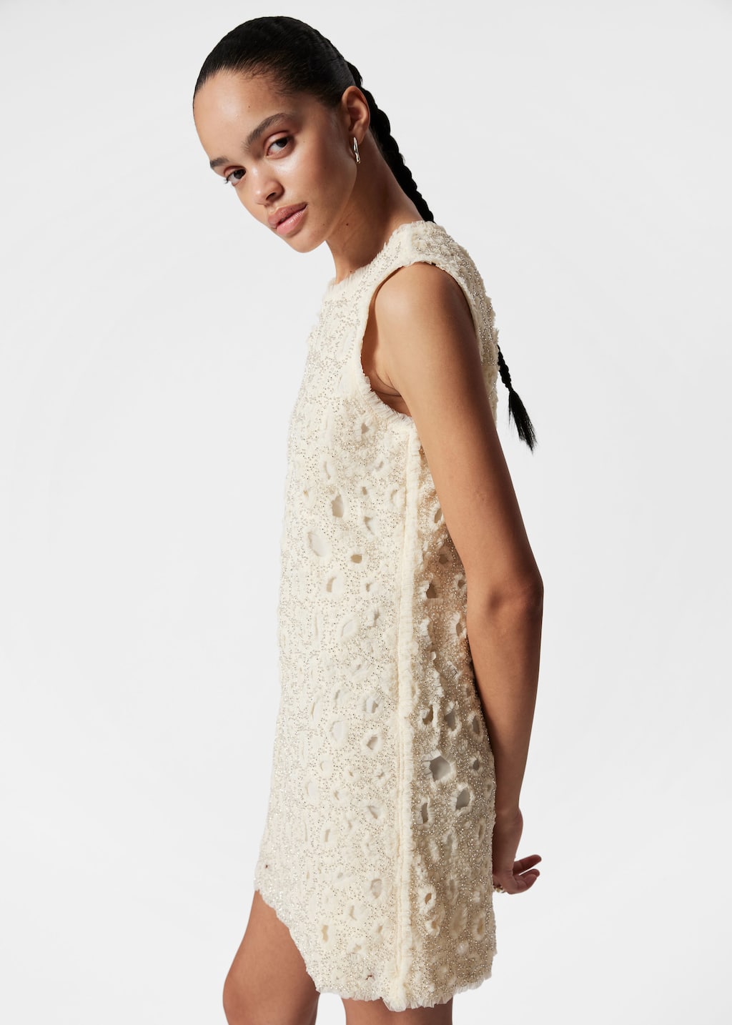 Image of Beaded Tulle Mini Dress