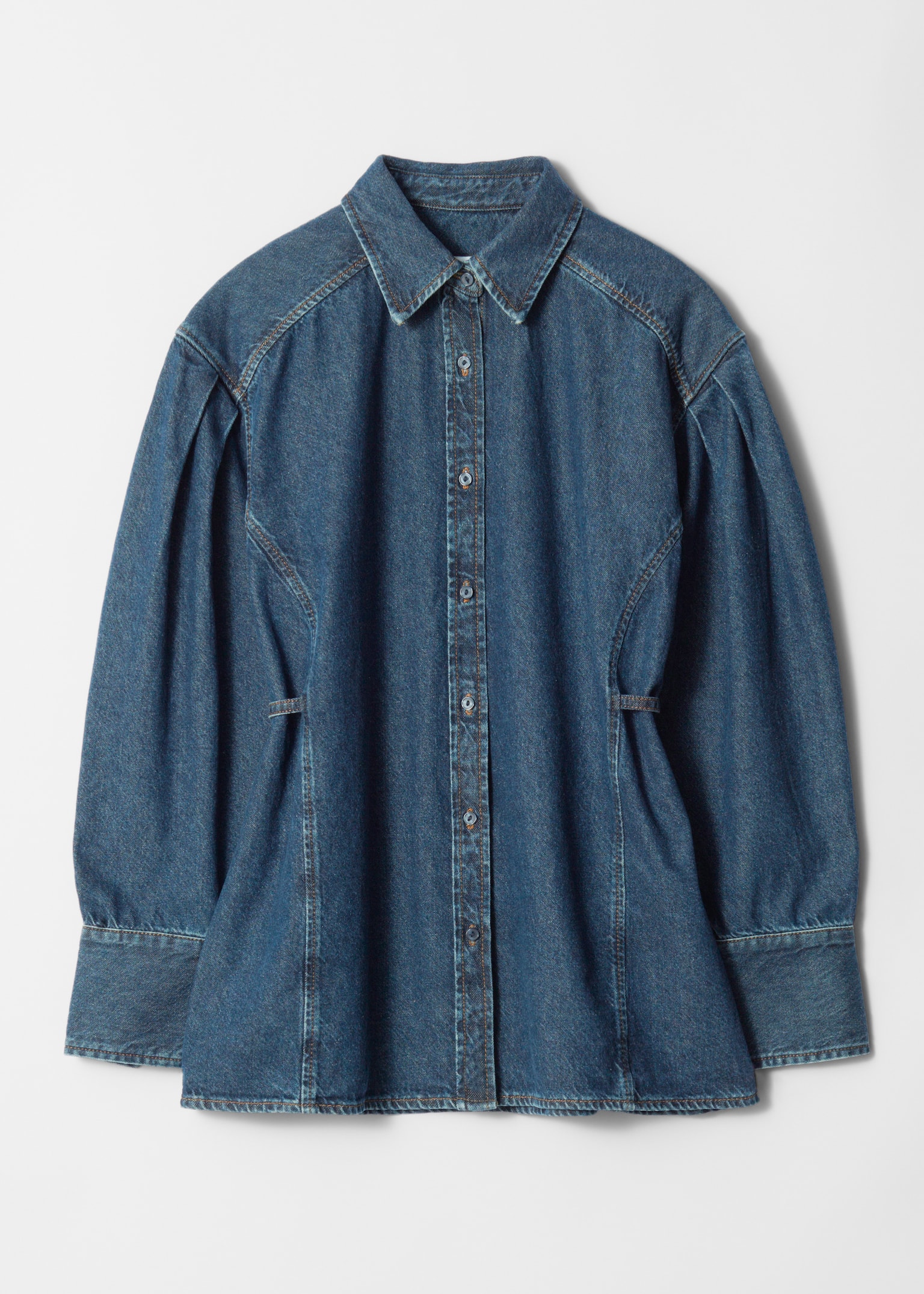 Tapered Denim Shirt - Средно синьо