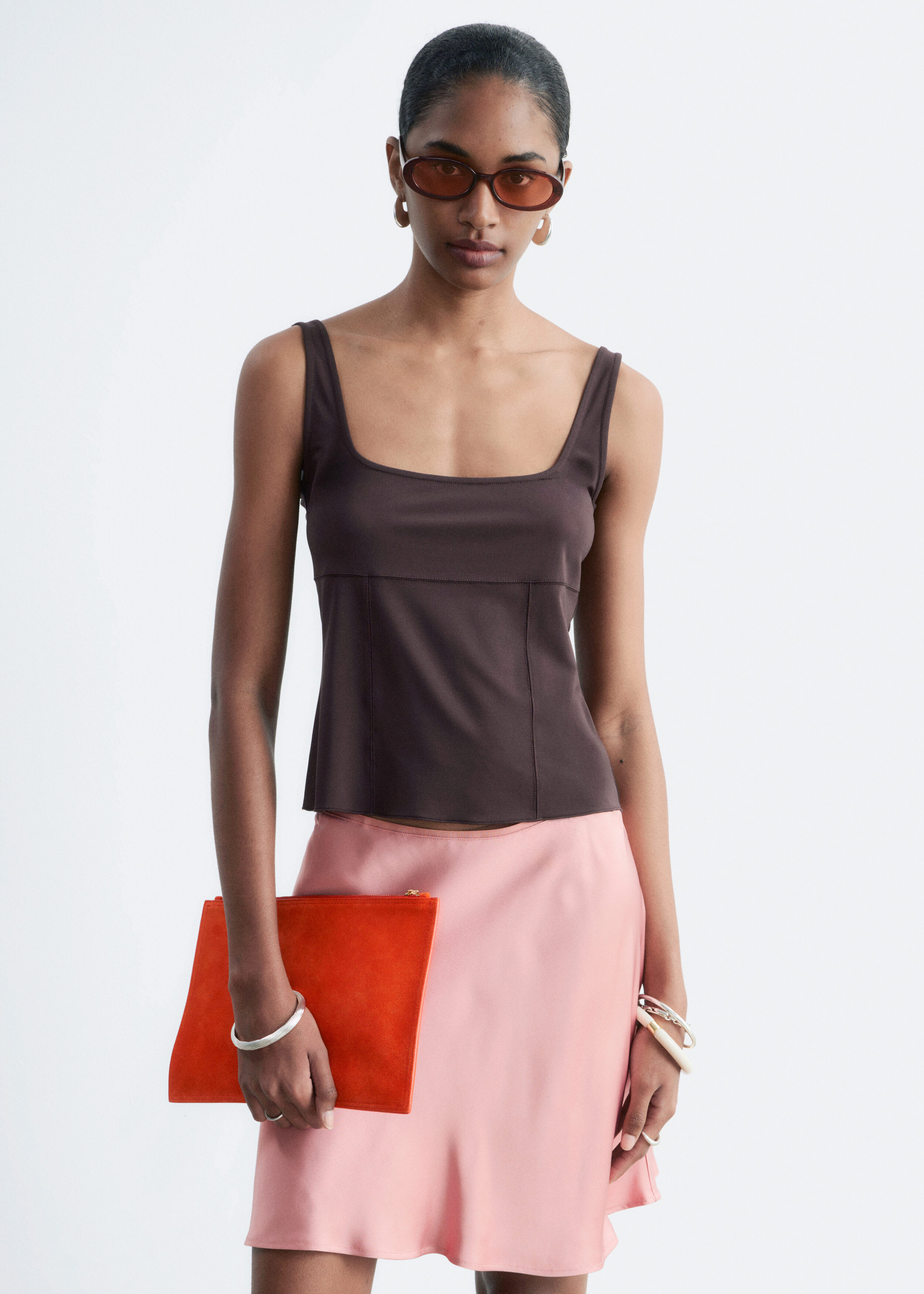 Ruched Jersey Tank Top - Red - Tops - & Other Stories GB