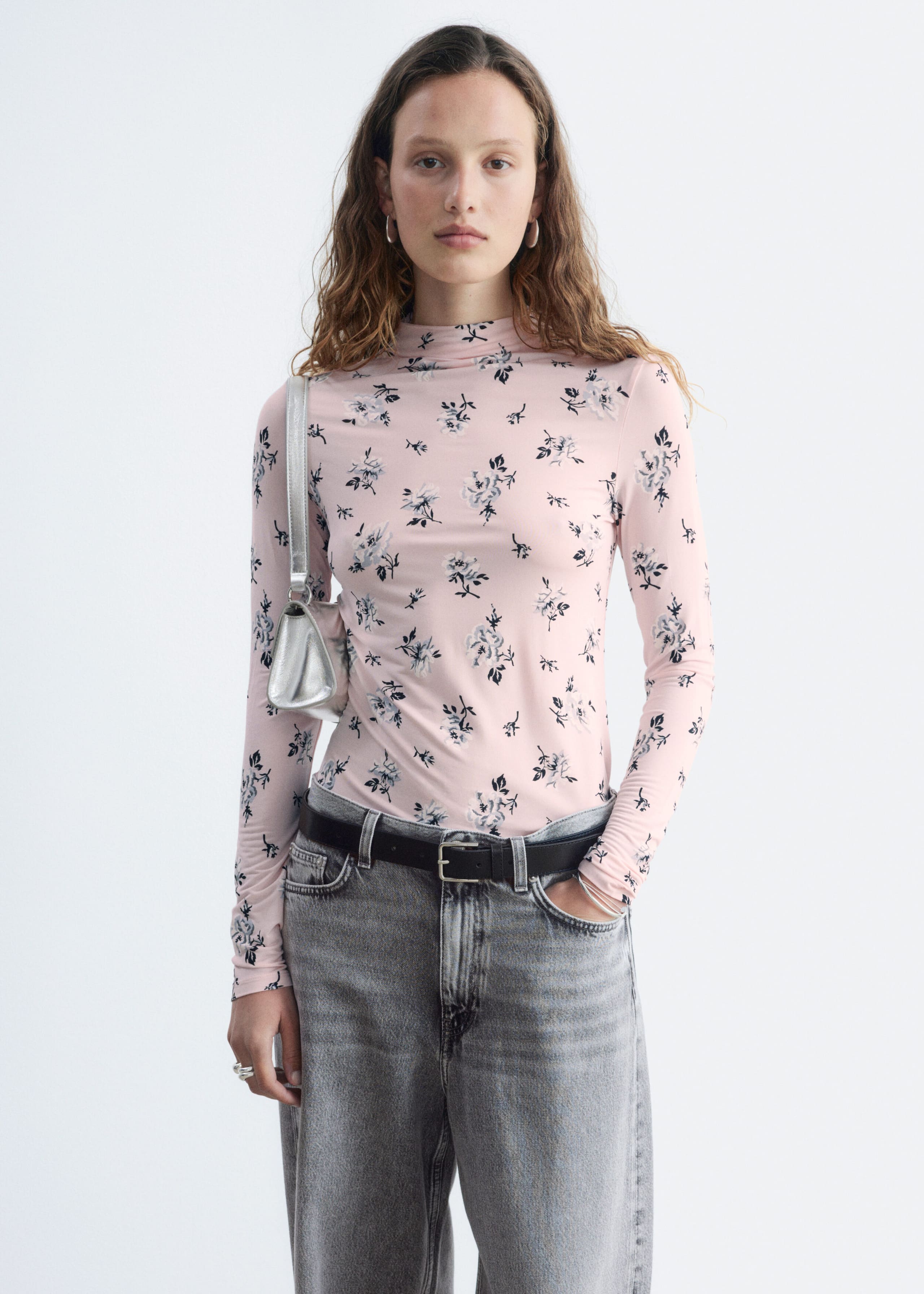 Mock-Neck Top - Pink/Floral - Lookbook