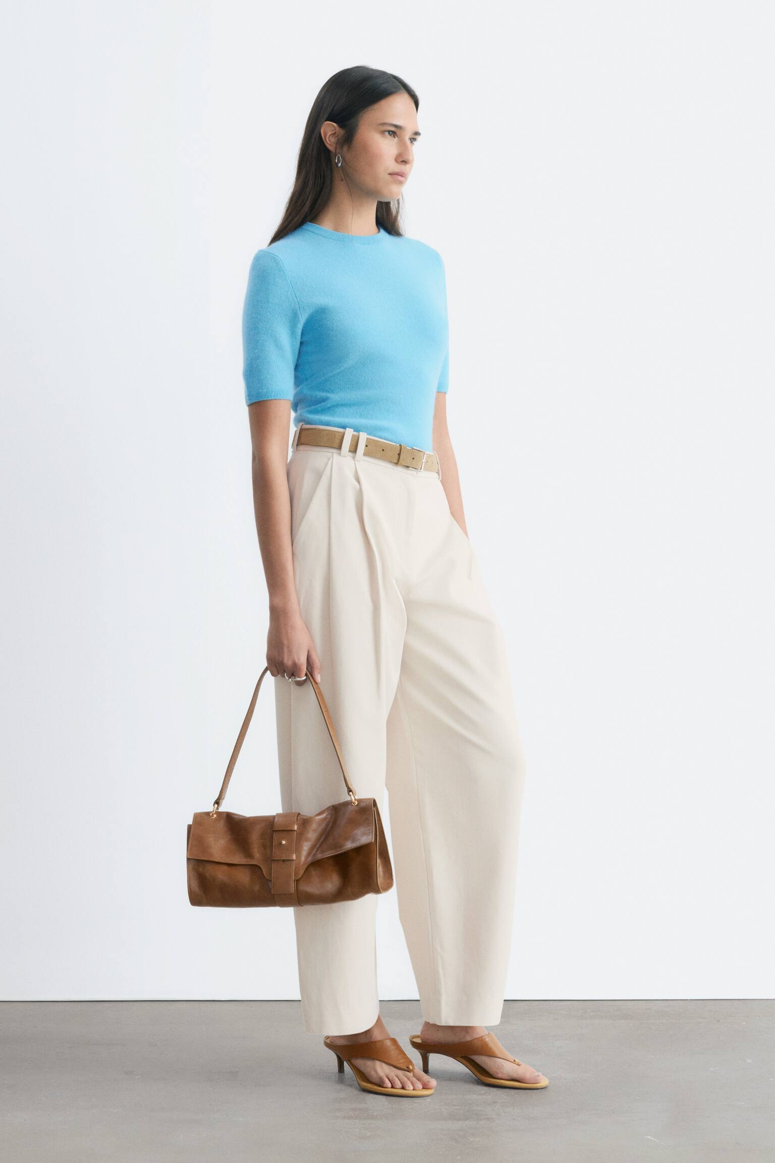 Shoulder Bag - Brown/Light Blue - 1