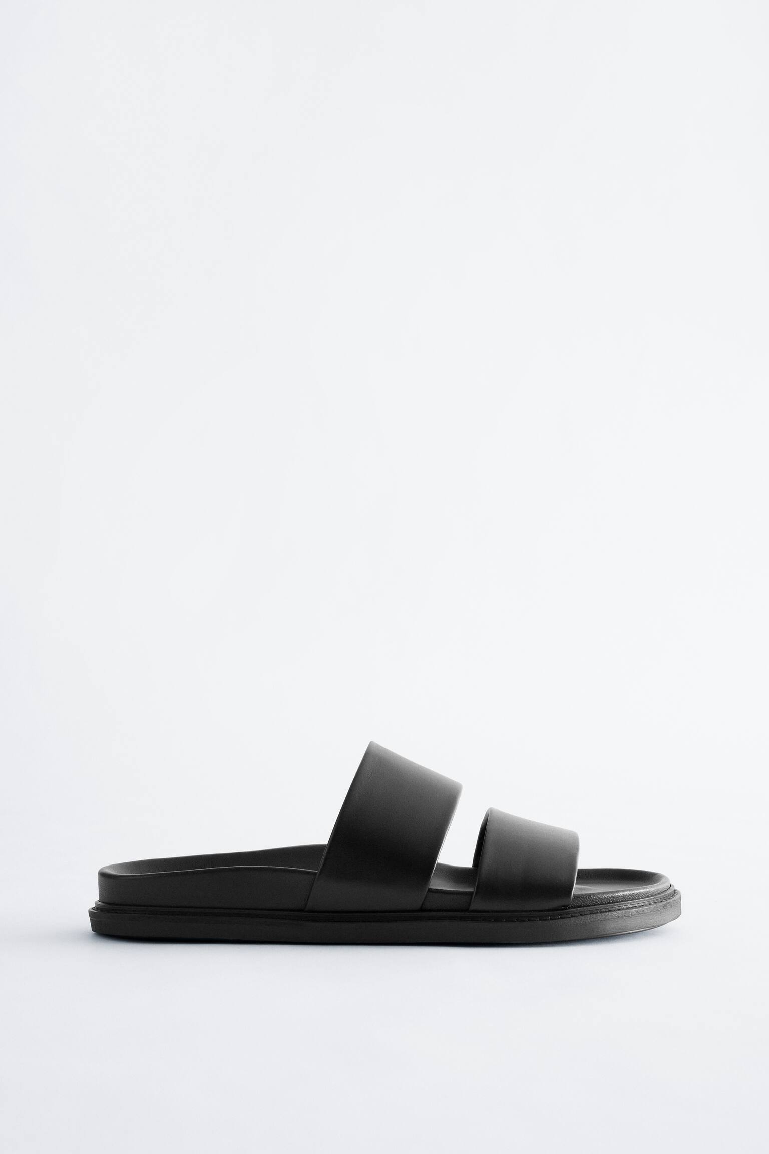 Leren sandalen - Zwart/Donkerbeige