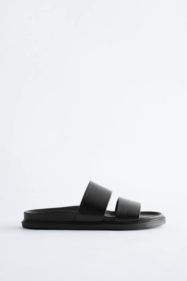 Sandales en cuir - Noir/Beige foncé - 1