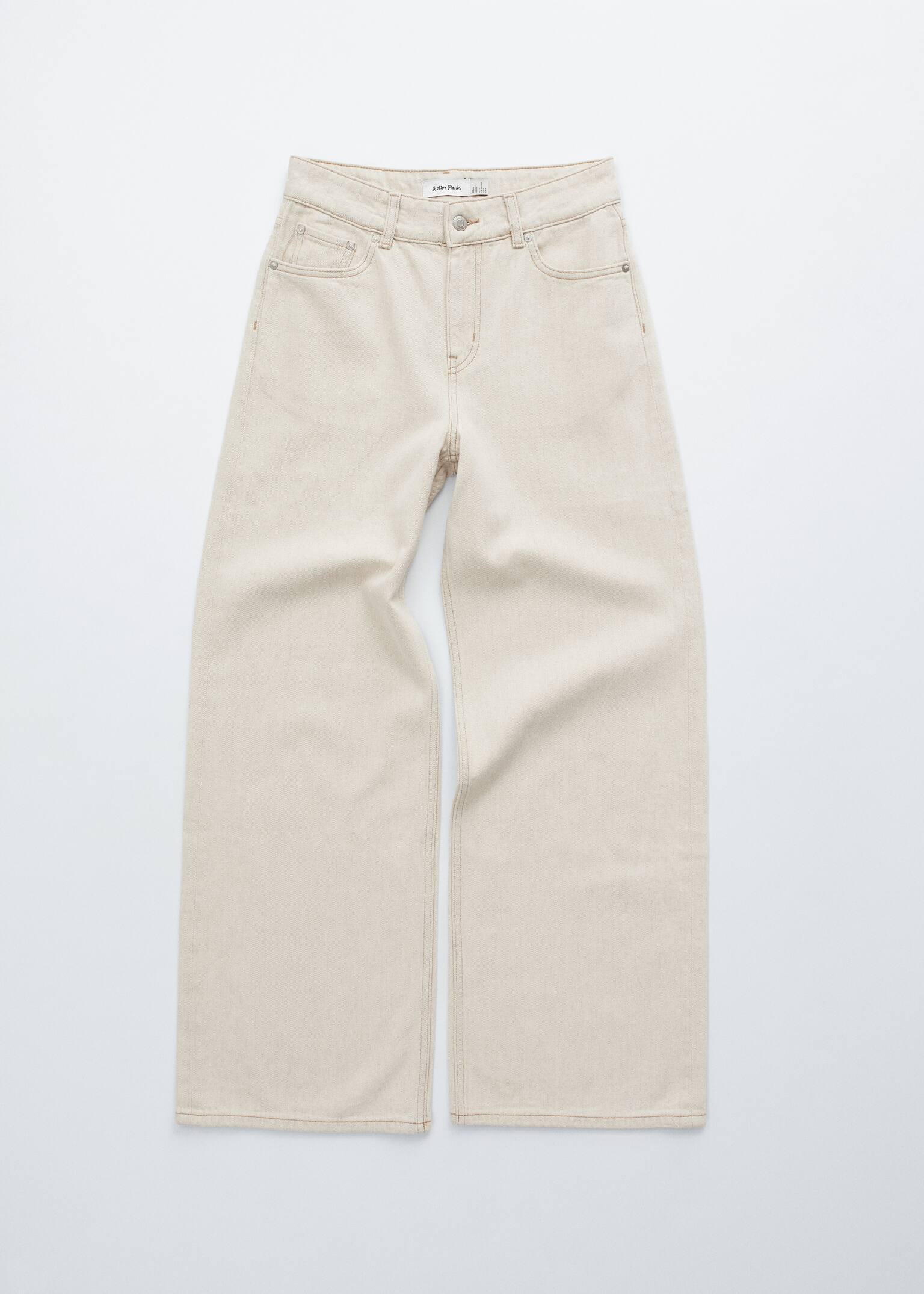 Relaxed Wide-Leg Jeans - Beige - 2