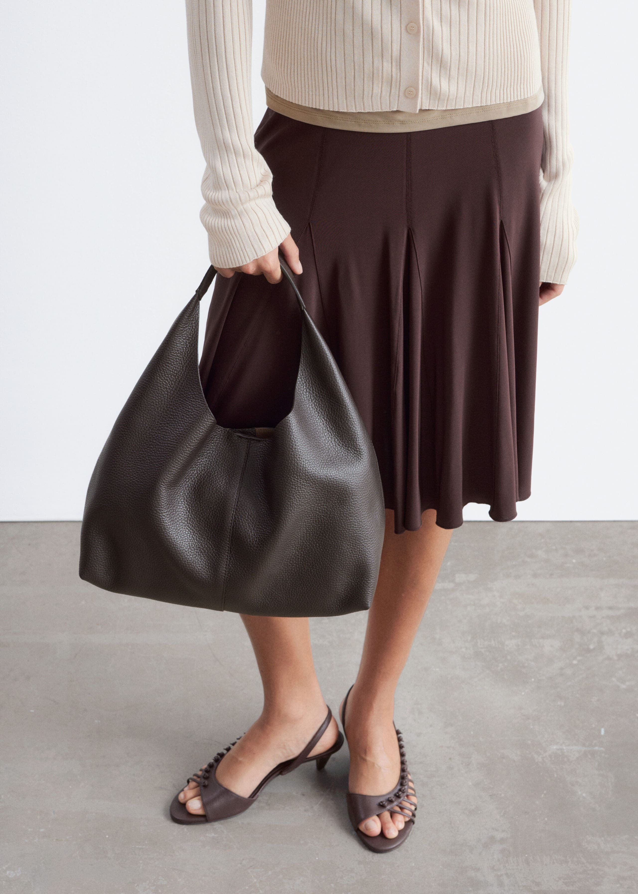 Borsa tote classica in pelle - Mogano - Natura morta