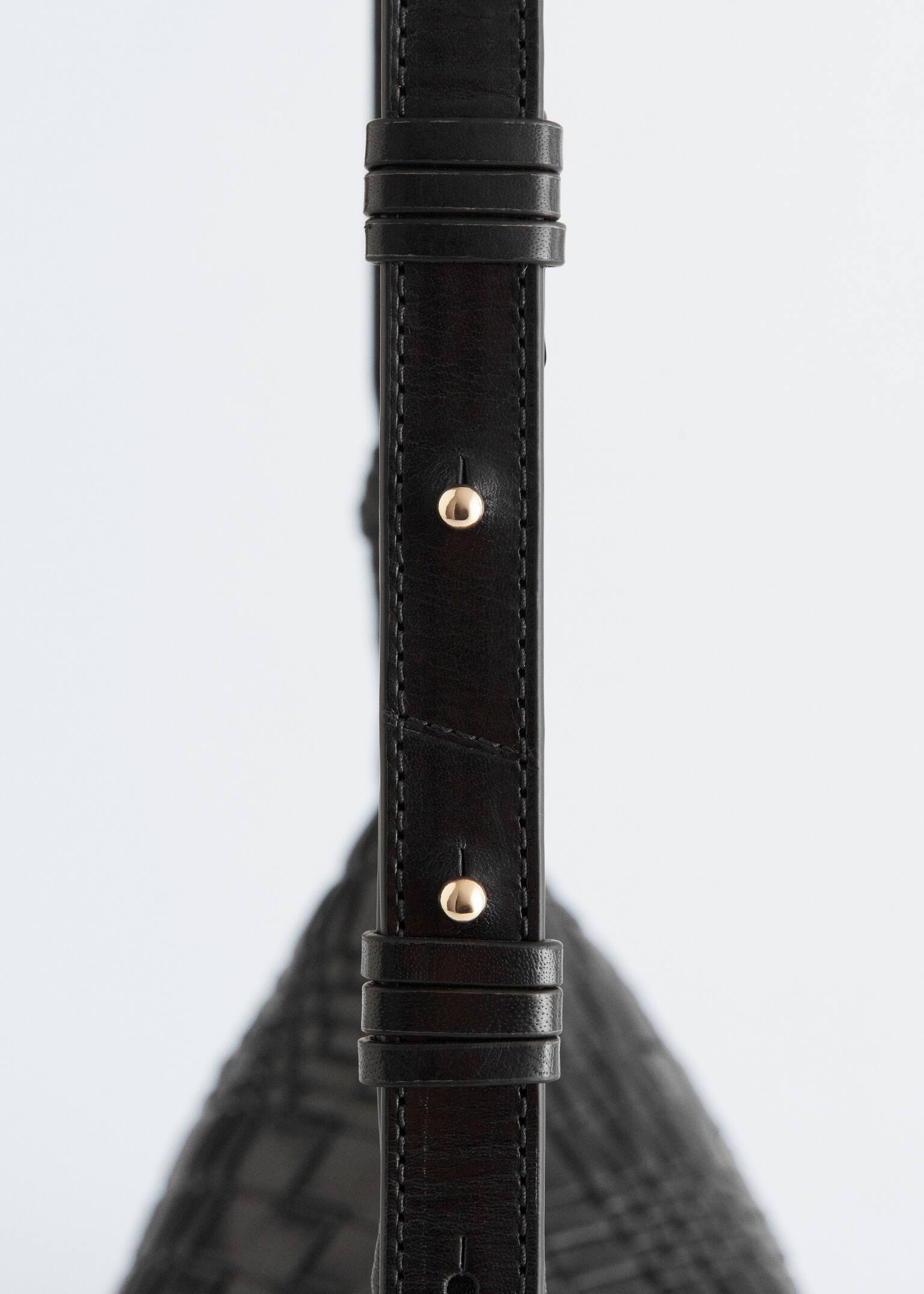 Umhängetasche aus verwobenem Leder - Schwarz/Khaki/Dunkelbraun - 2