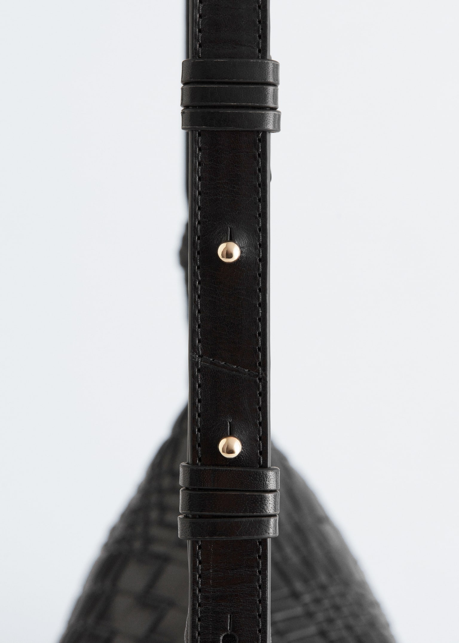 Sac à bandoulière en cuir entrelacé - Noir/Vert kaki/Marron foncé - 4
