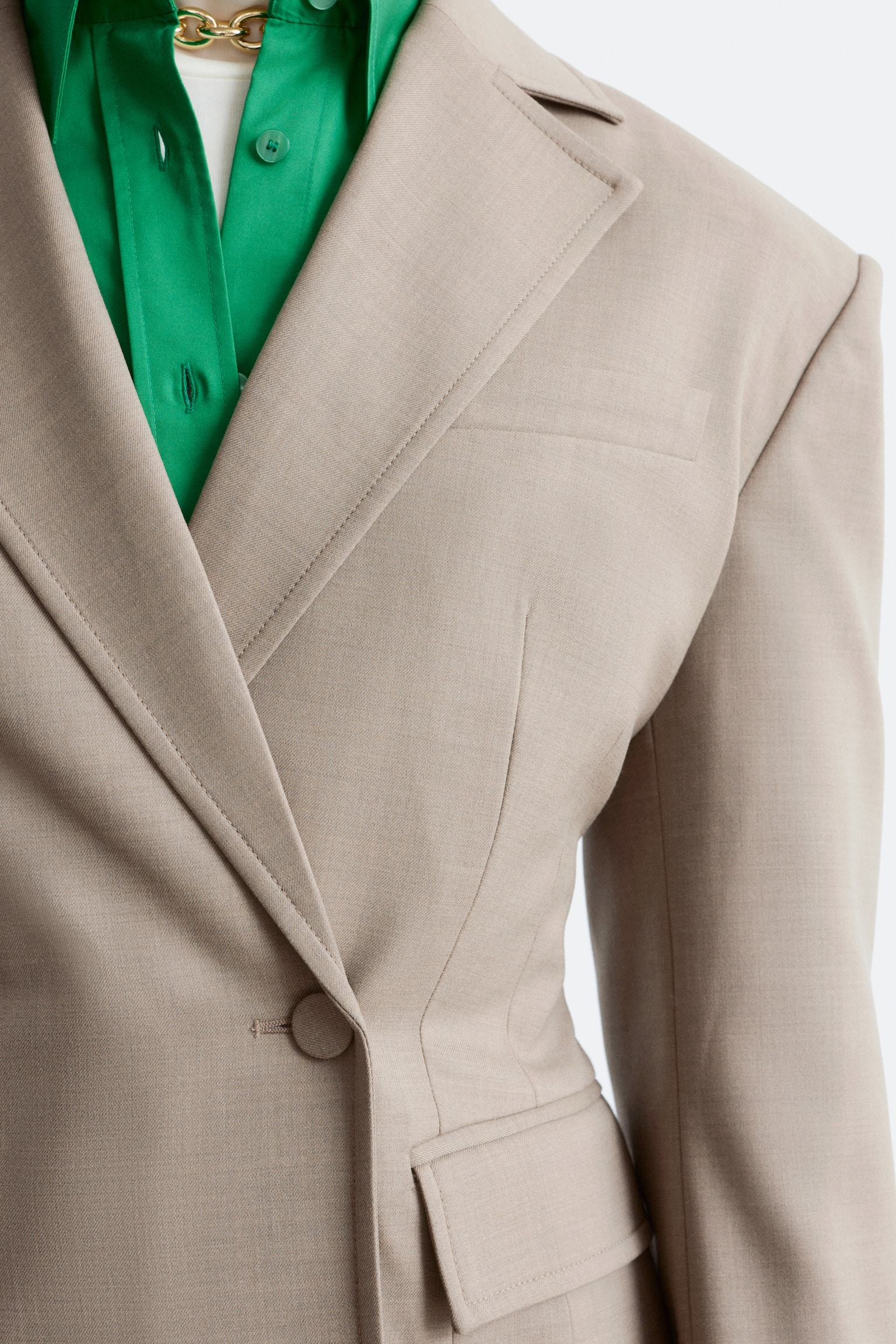 Blazer i merinoull med intagen midja - Mullvad - 5