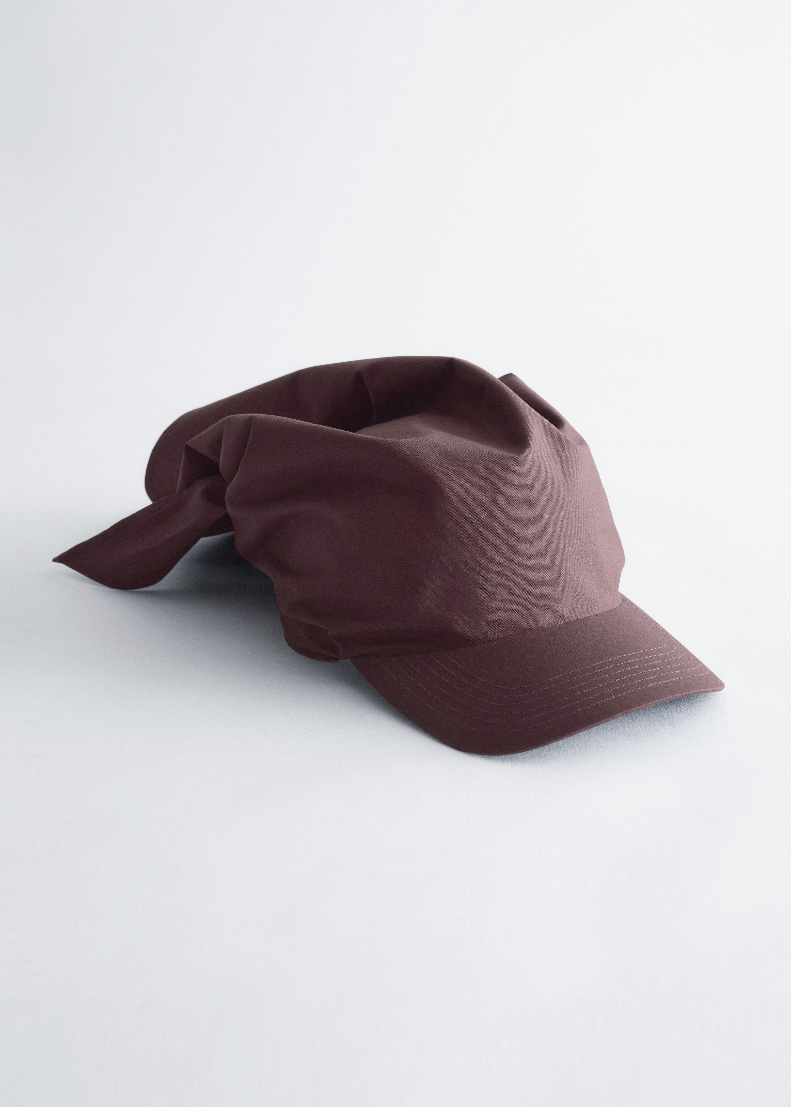 Cotton Scarf Cap - Brown/White/Brown