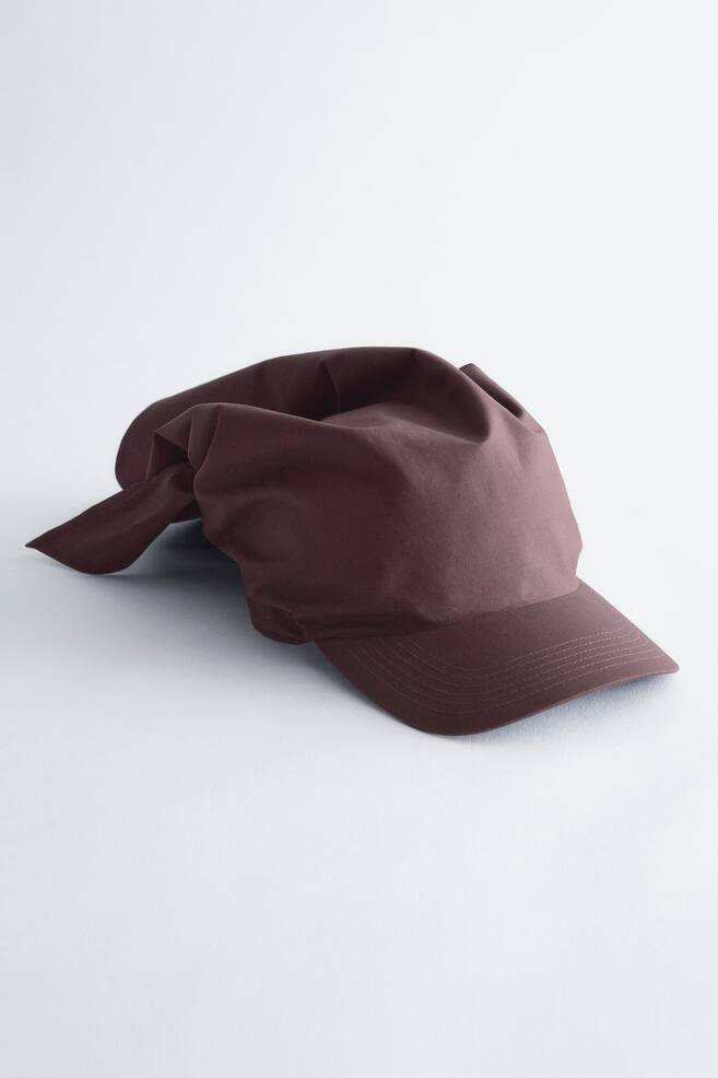 Cotton Scarf Cap - Brown/White/Brown - 1