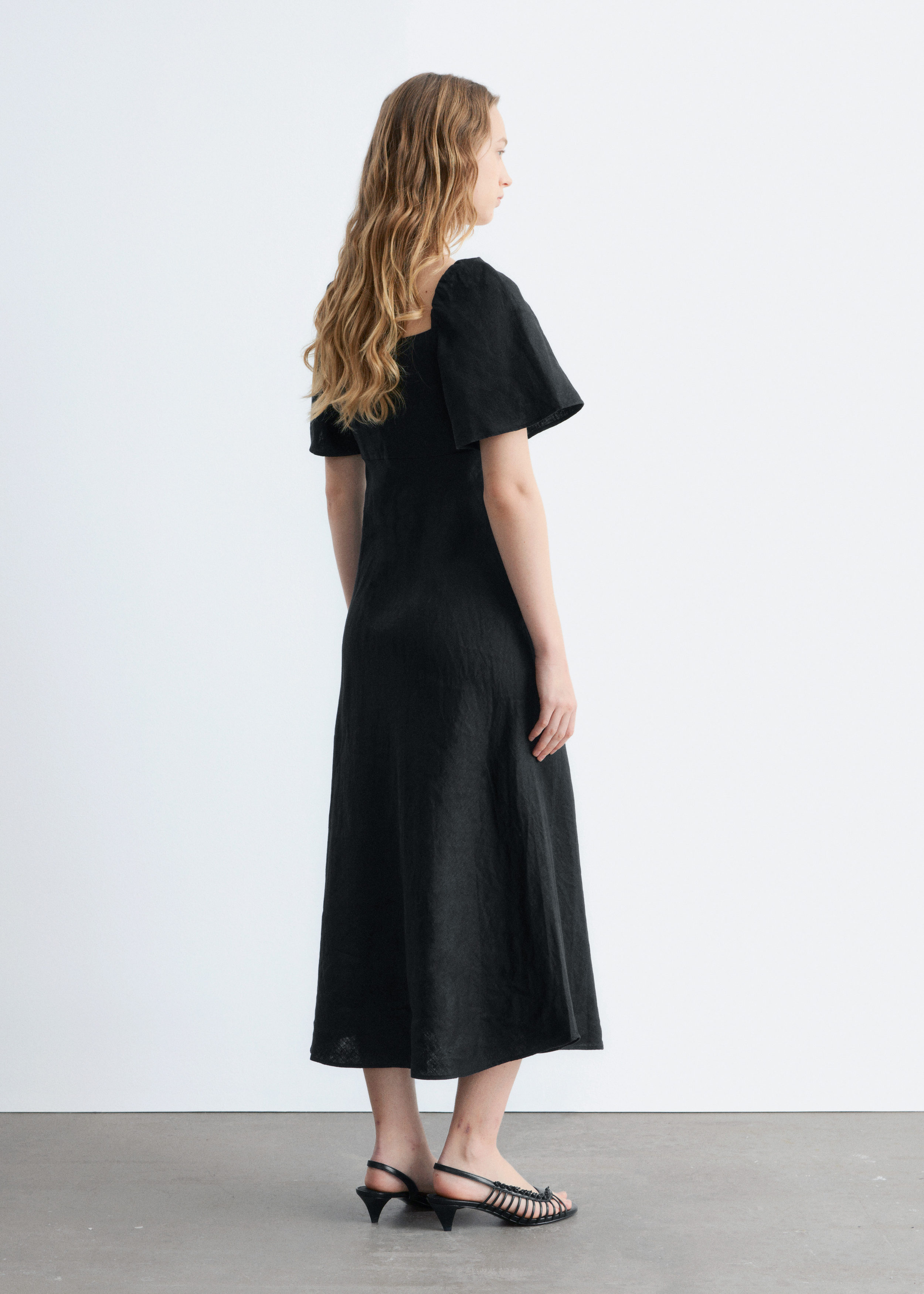 Linen Midi Dress - Black - Midi dresses - & Other Stories US
