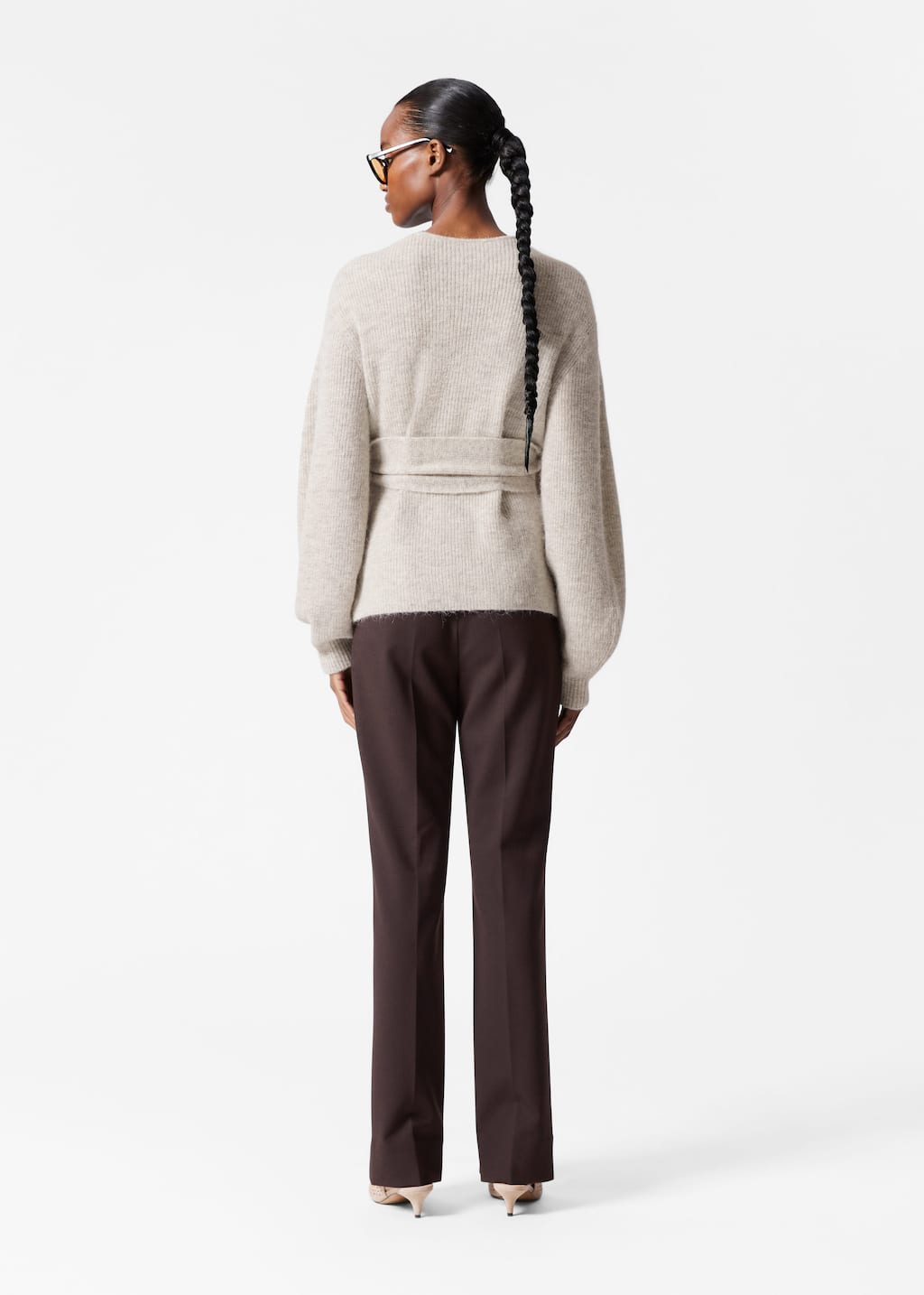 Image of Alpaca-Blend Knitted Wrap Cardigan