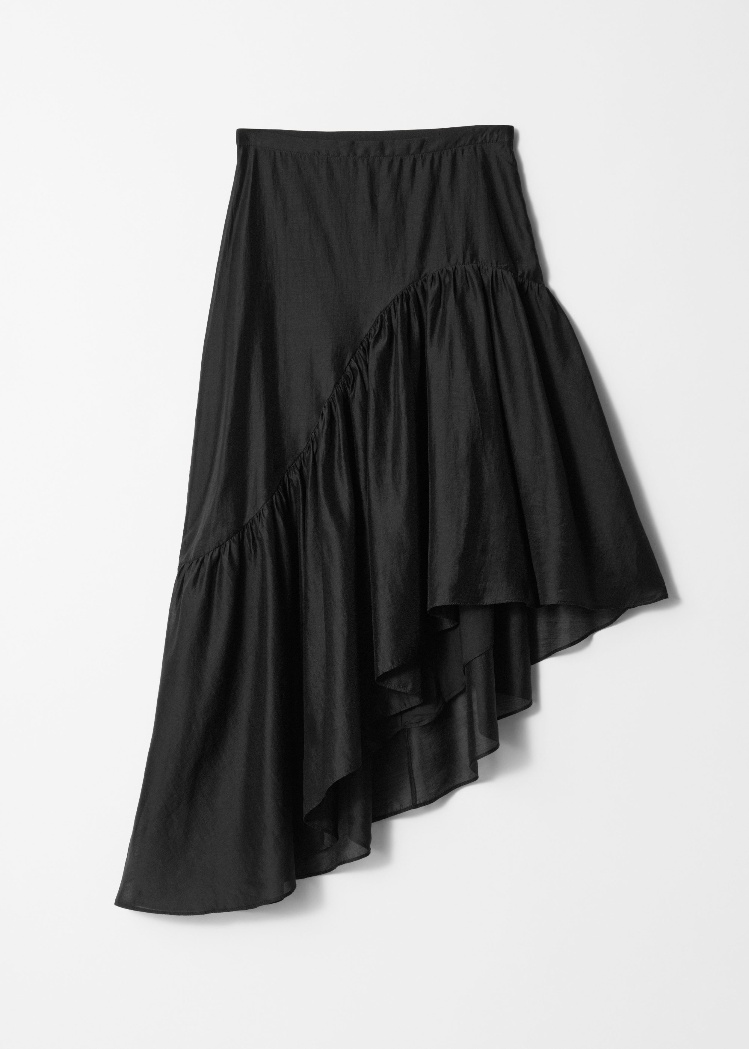 Asymmetric Ruffle Midi Skirt - Black - & Other Stories US