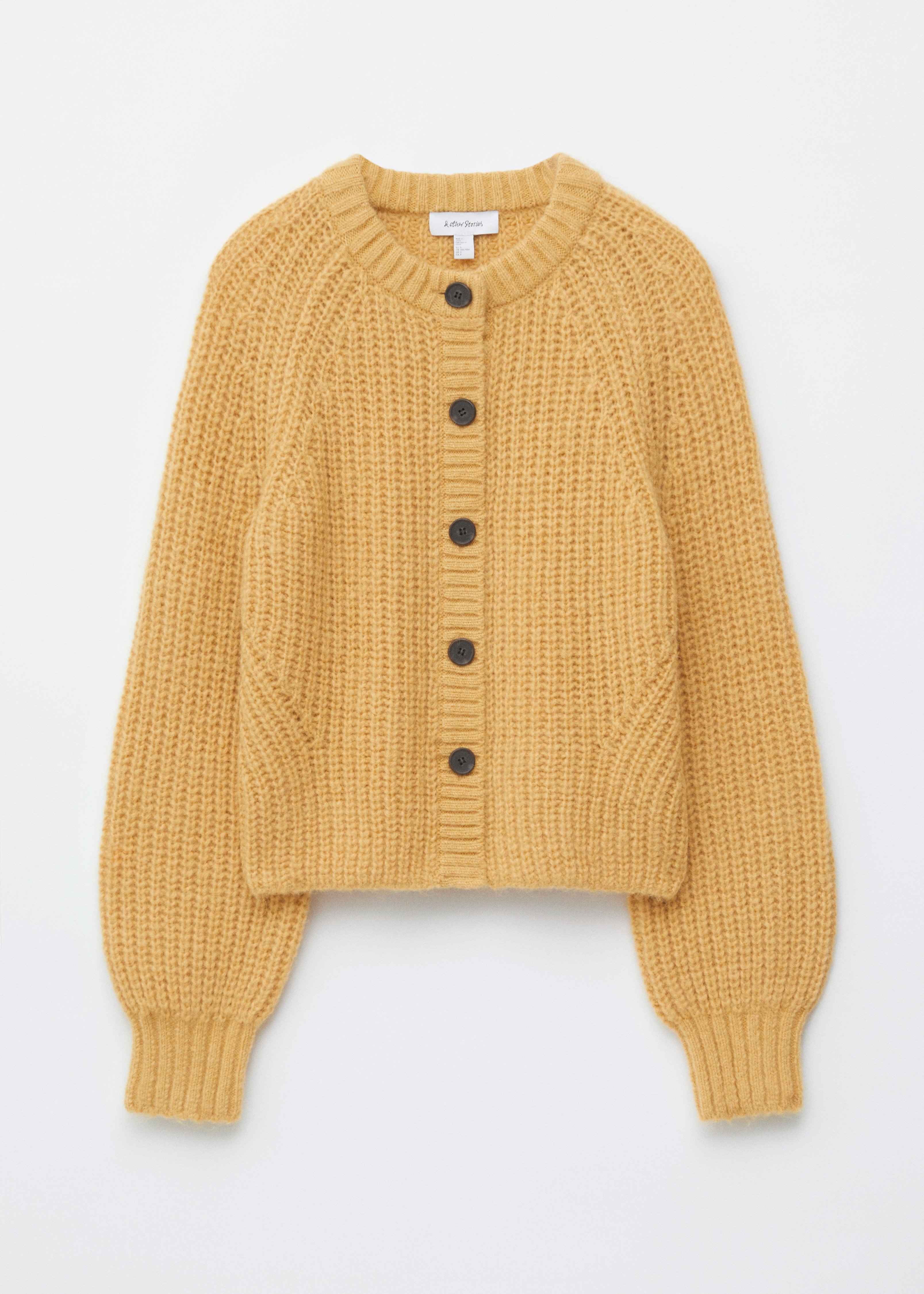 Cardigan à manches bouffantes - Jaune moutarde/Couleur crème