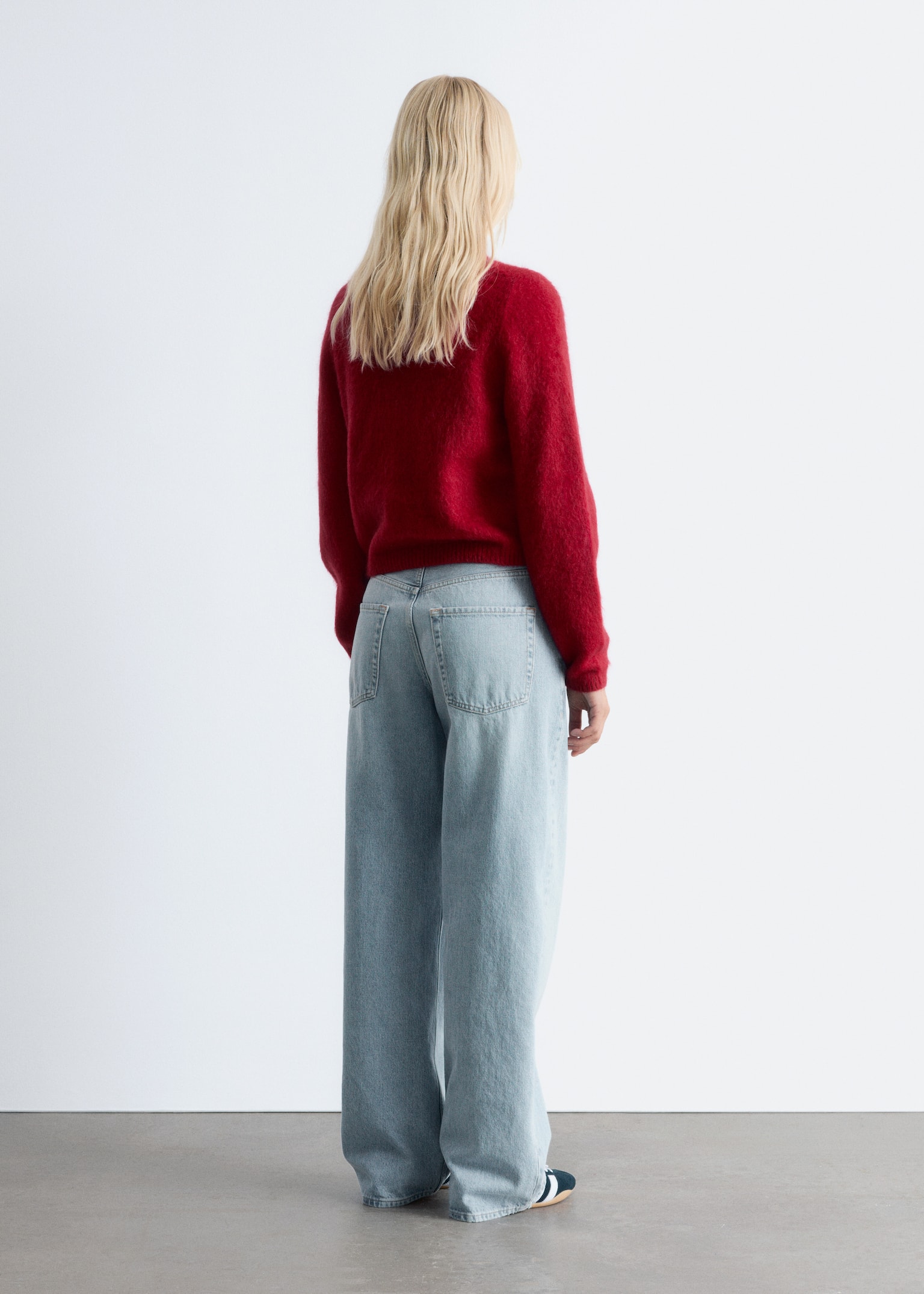 Brushed Knitted Cardigan - Rood/Zwart/Bruin - 3