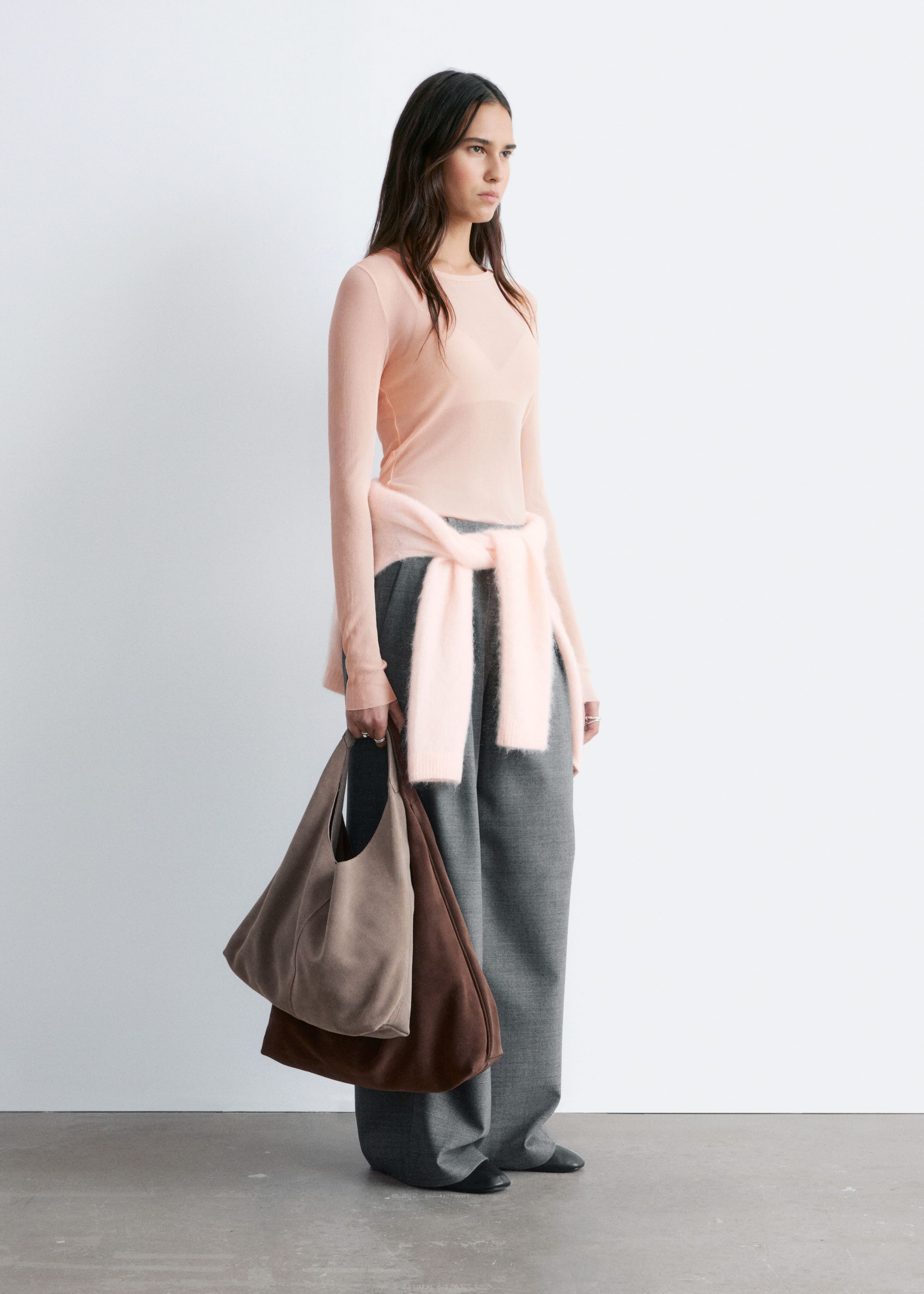 Maglia velata in seta - Pesca - Lookbook