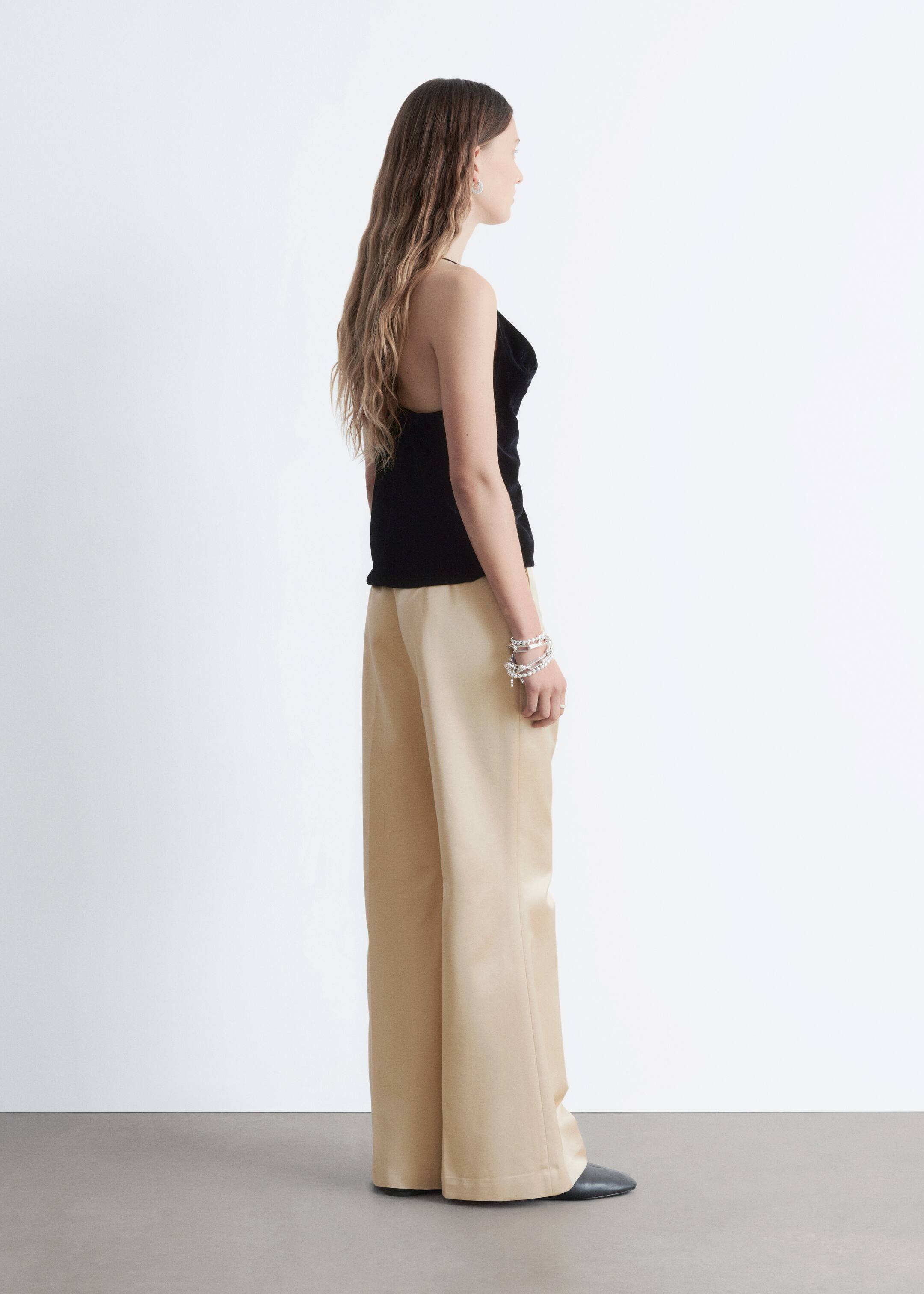 Προβολή μεγαλύτερης εικόνας: Παντελόνι Καμπάνα με Πιέτες - Μπεζ | H&M GR 5