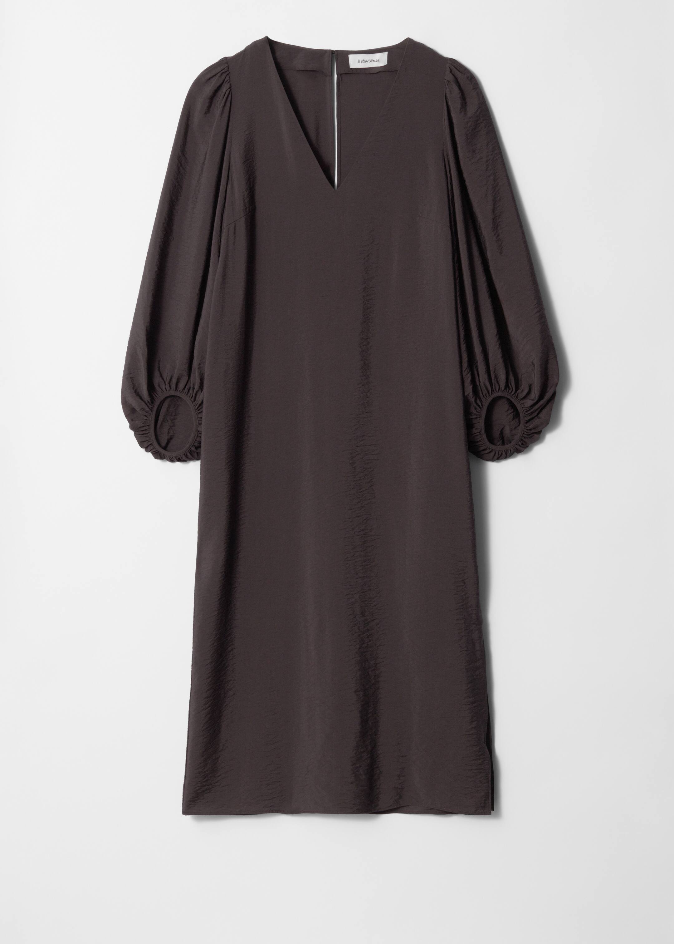 Größeres Bild anzeigen: Midikleid mit Puffärmeln und V-Ausschnitt - Dunkelbraun - Ladies | H&M AT 4