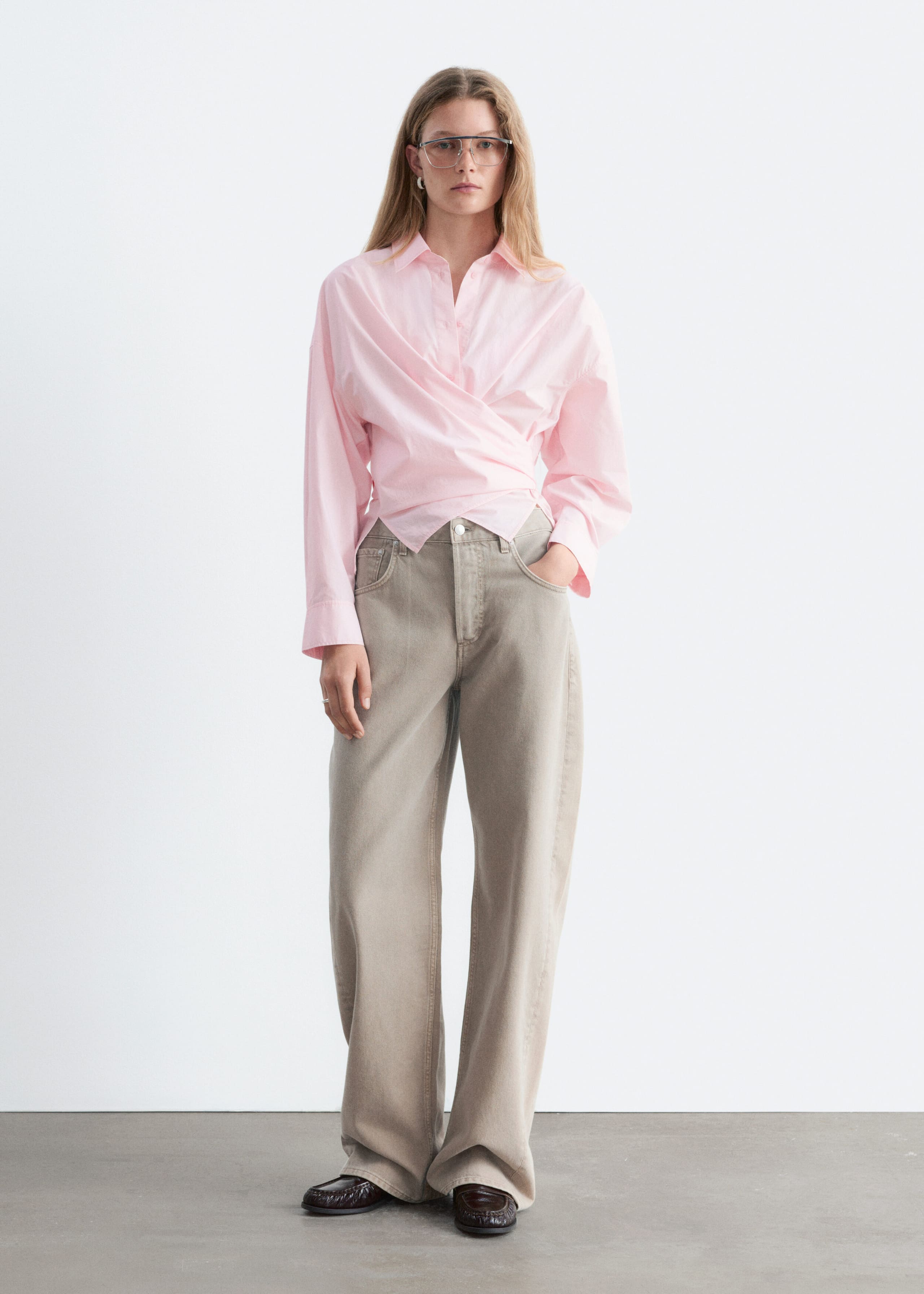 Tie-Waist Cotton Shirt - Light Pink - Lookbook
