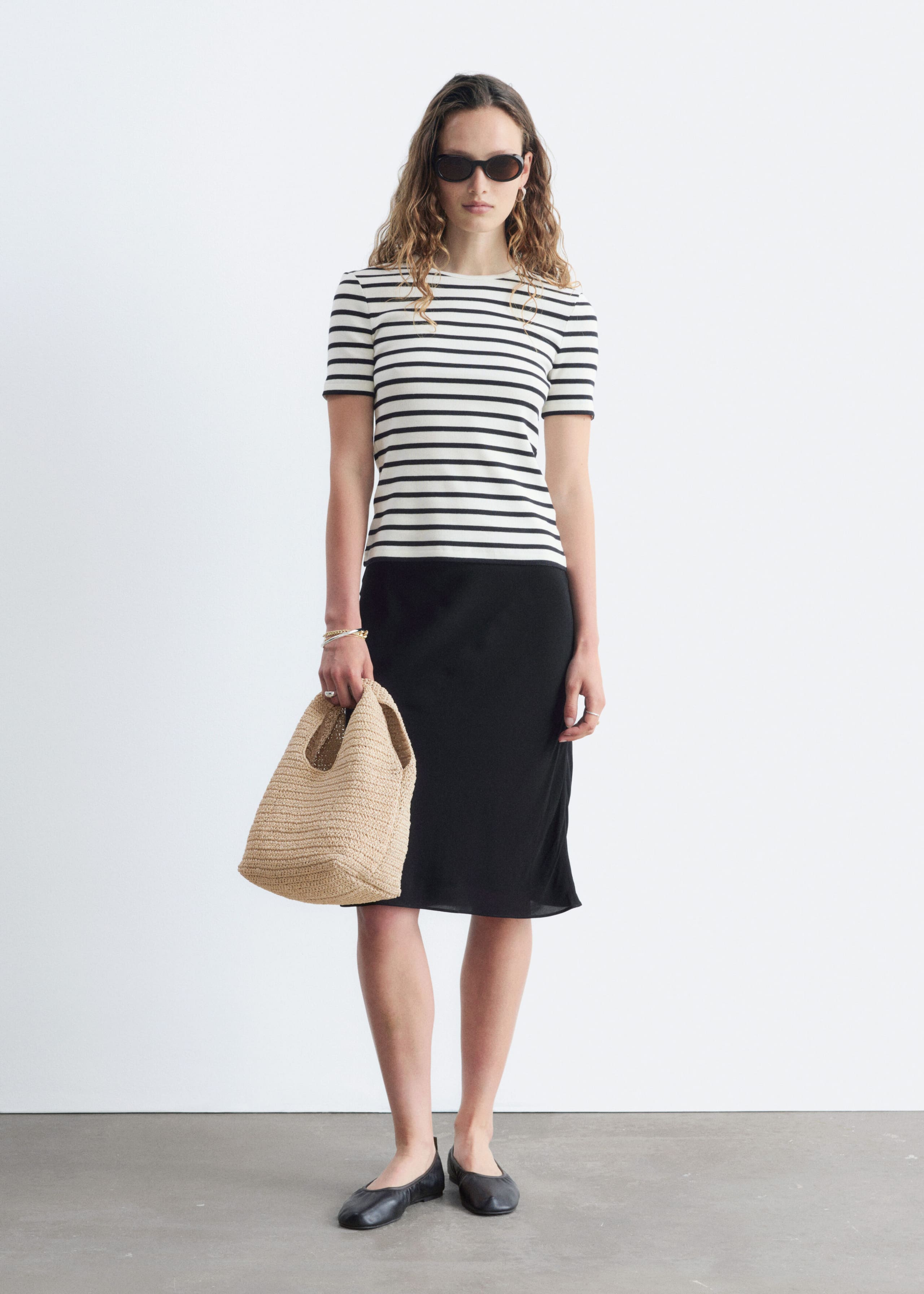 Ribbed T-Shirt - White - Lookbook