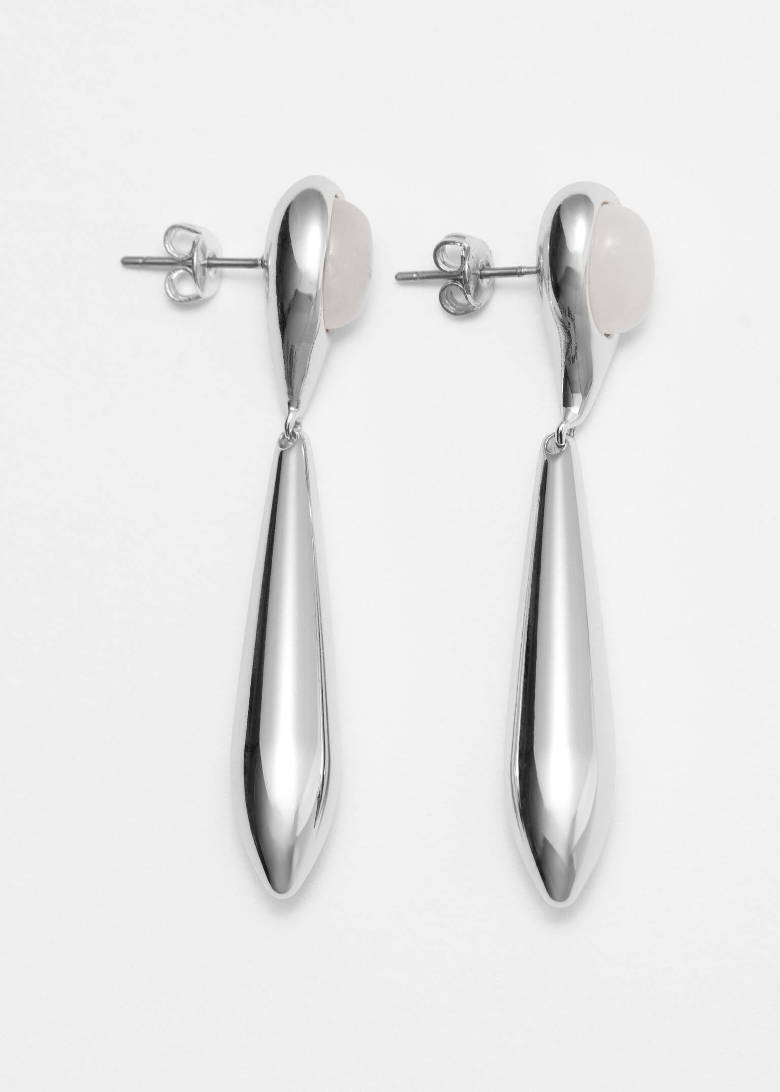 Boucles d’oreilles à pierres en forme de gouttes - Argenté