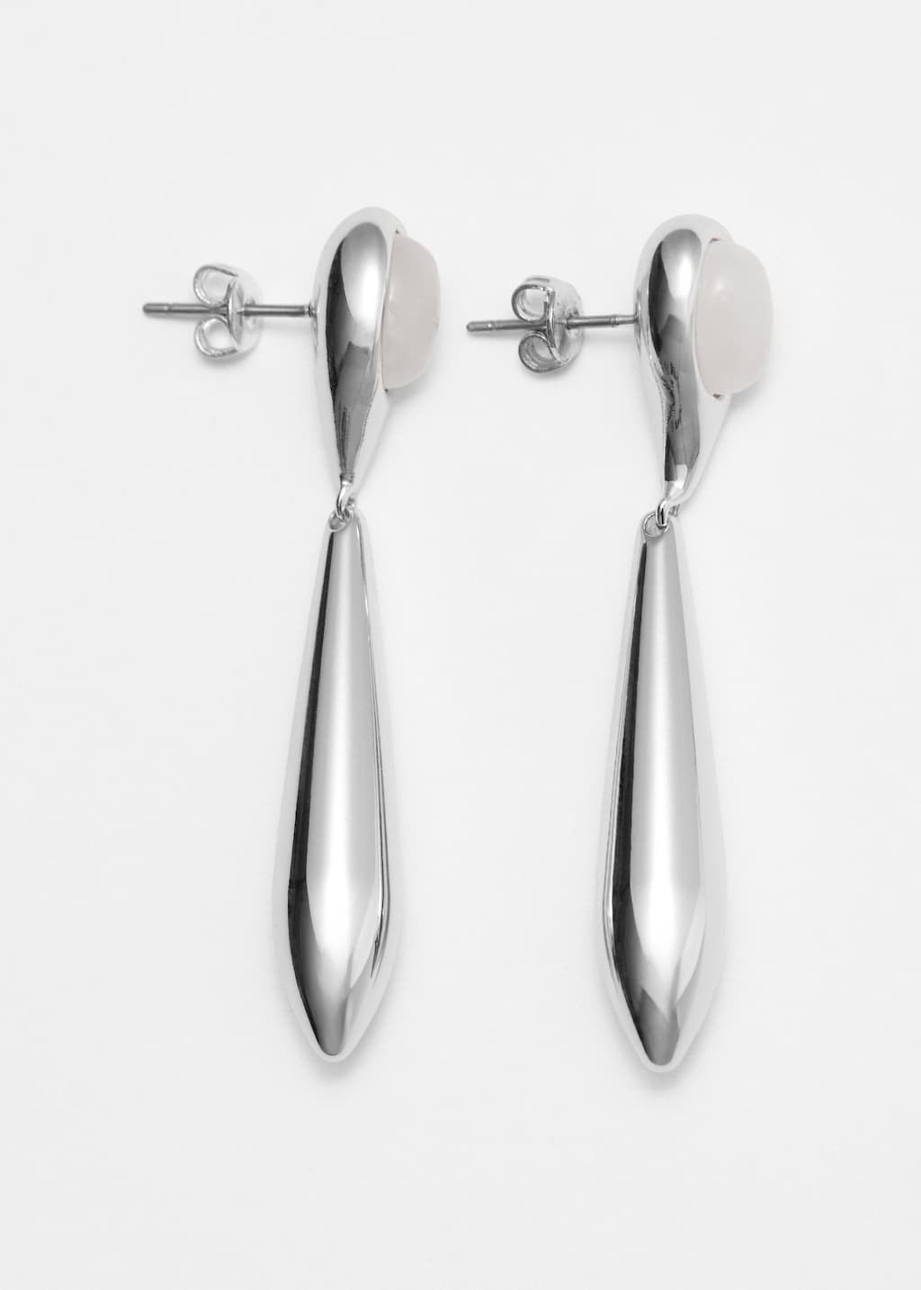 Teardrop-Pendant Stone Earrings