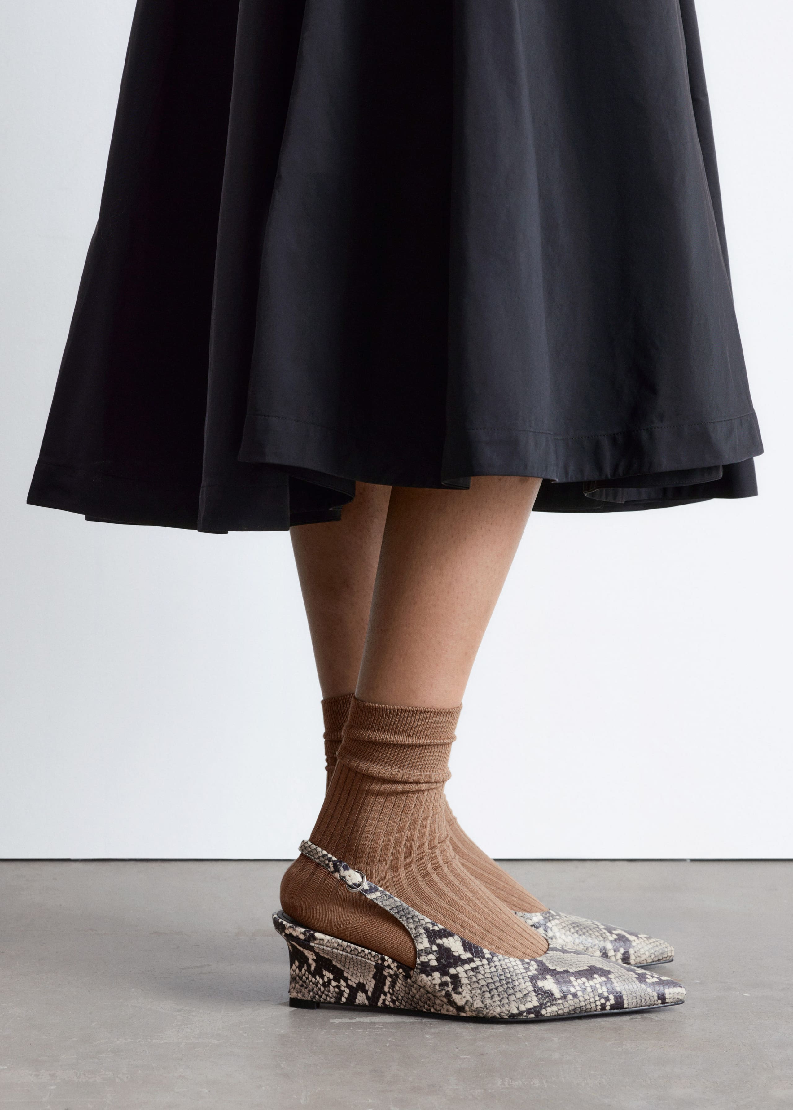Image of Leather Wedge Slingback Pumps