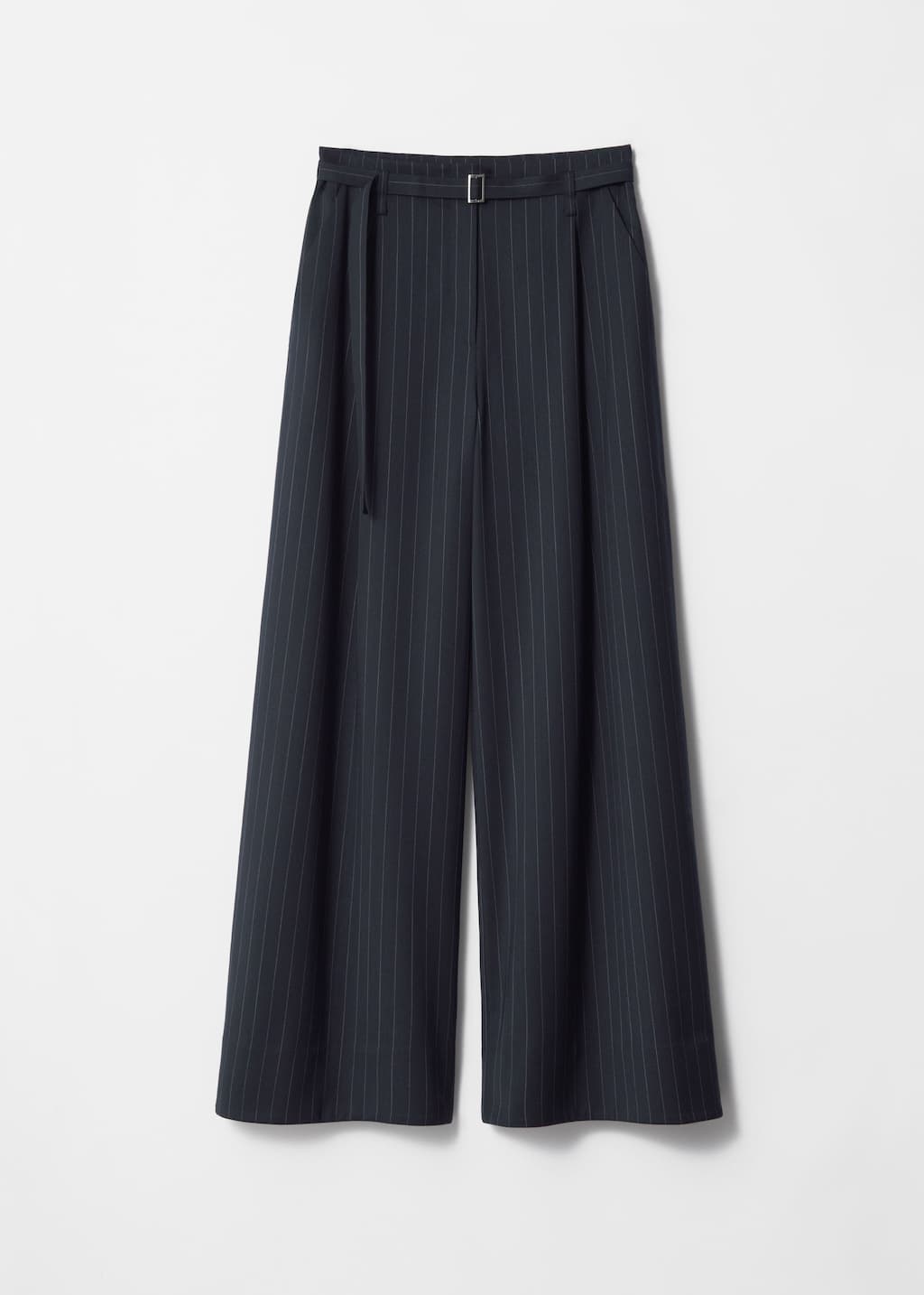 Pantalon ceinturé en laine mélangée