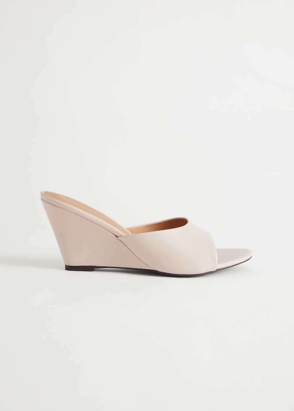 Leather Wedge Sandals - Beige - Still Life