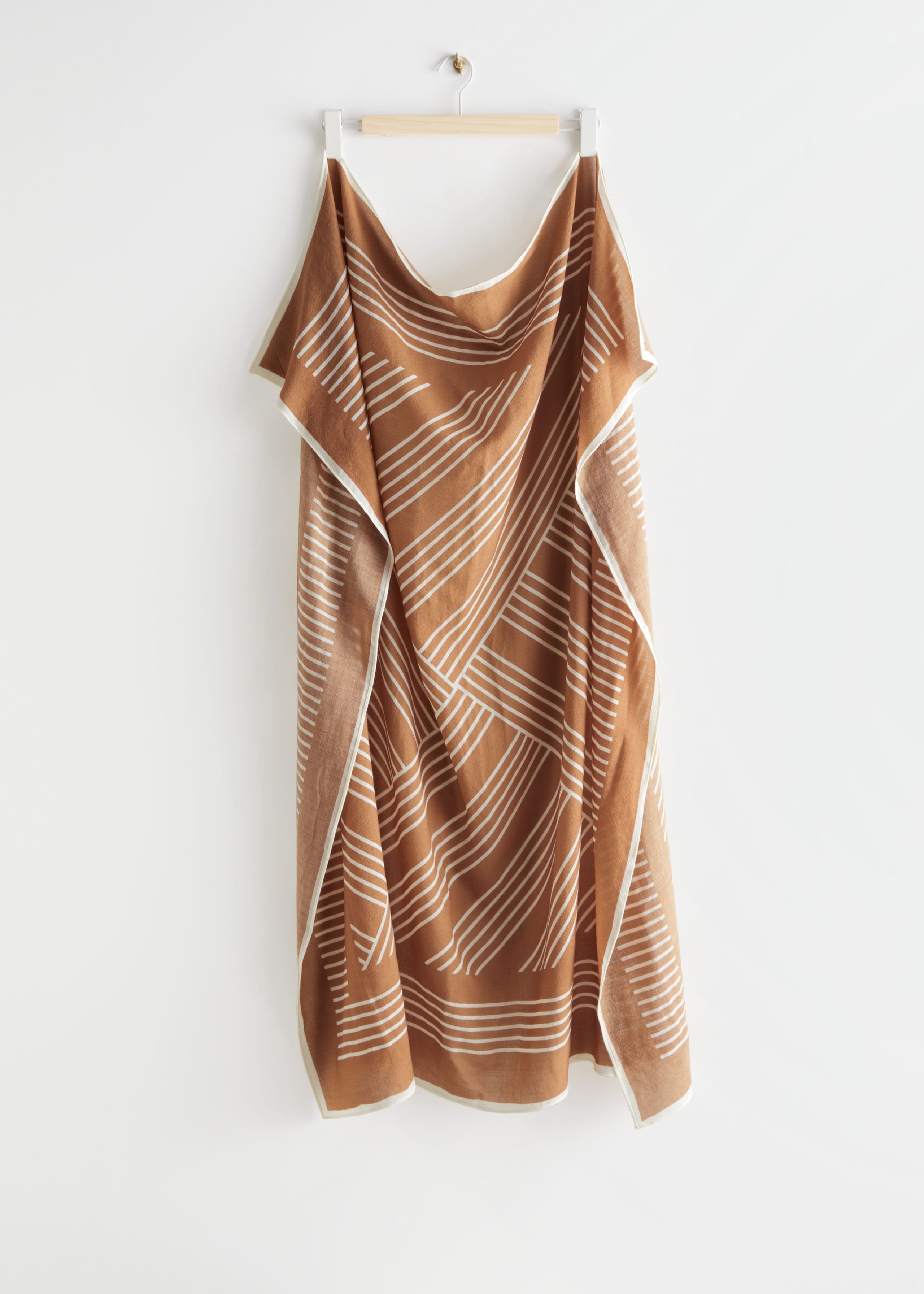 Striped Light Wool Scarf - White Print - Still Life